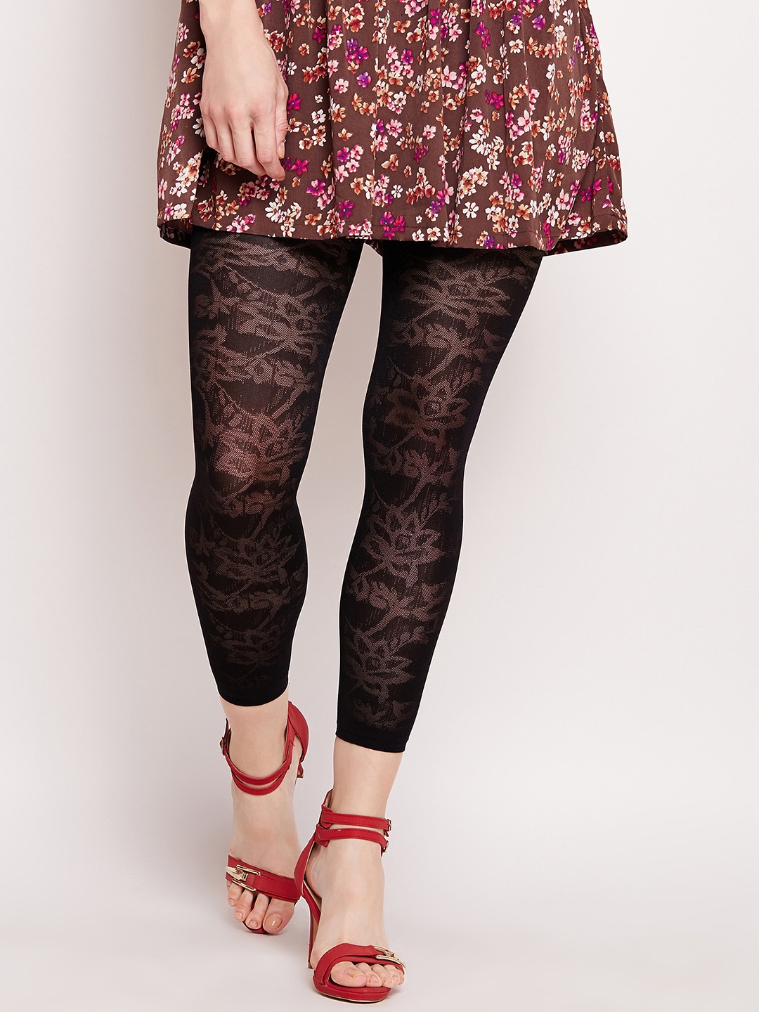 

Lebami Women Black Self Design Stockings