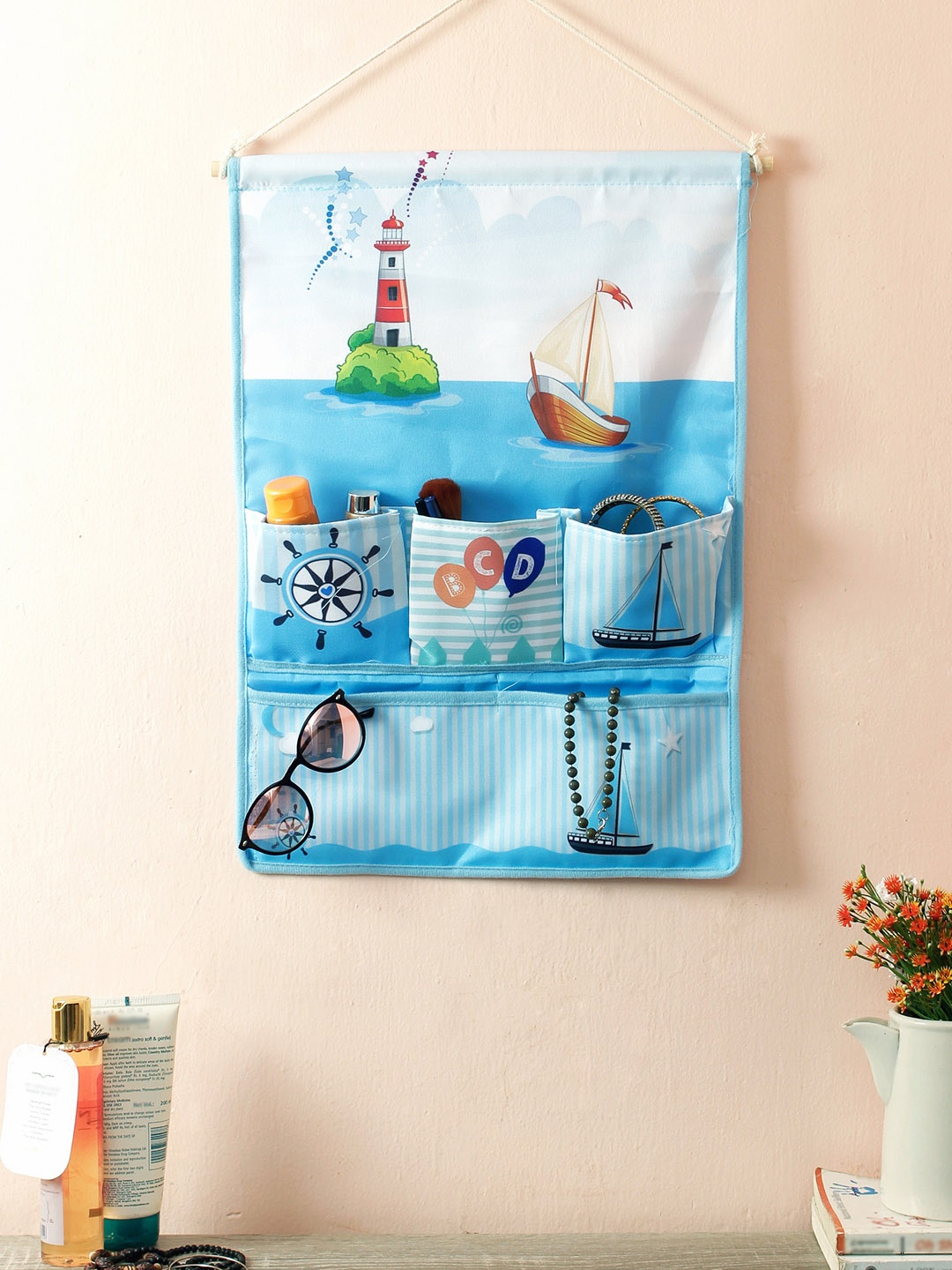 

Cortina Unisex Blue Printed Handbag Organiser