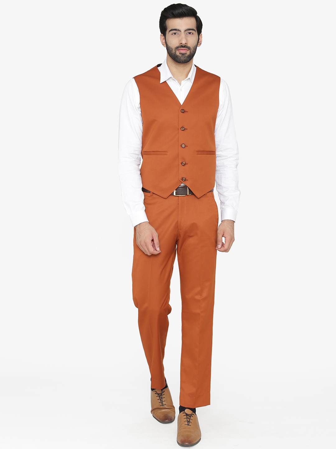 

Wintage Men Orange Solid Single-Breasted Regular Fit Party Suit