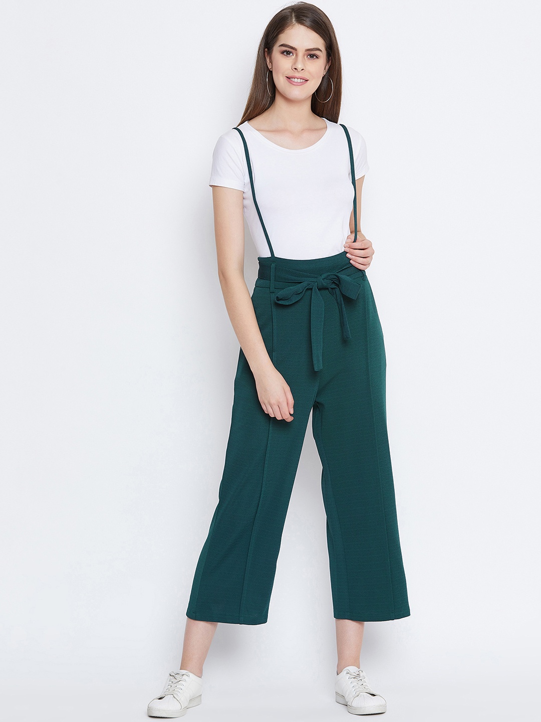 

Zastraa Women Green Solid Dungaree