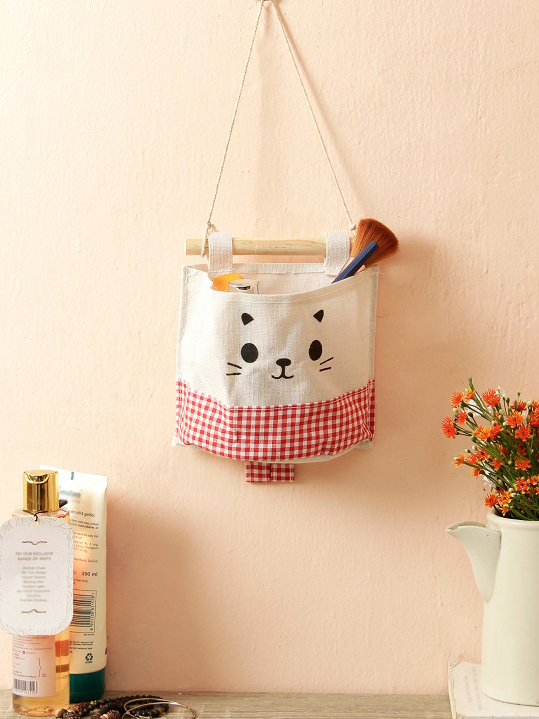 

Cortina Unisex White & Red Printed Handbag Organiser