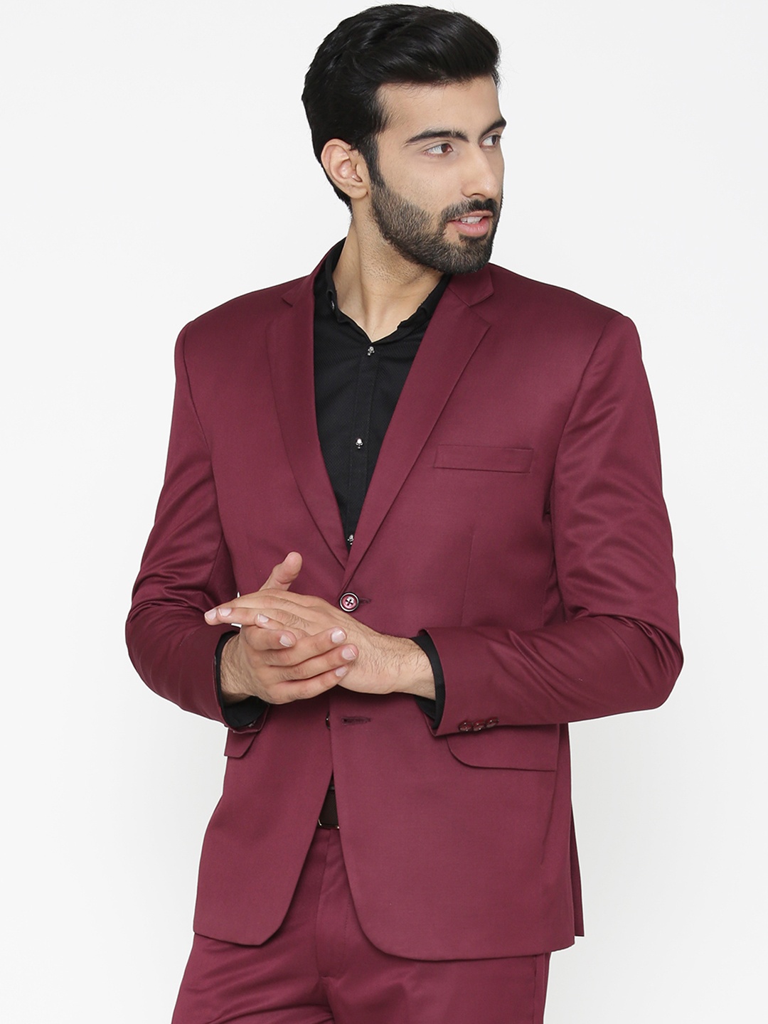 

Wintage Men Maroon Solid Tailored Fit Single-Breasted Formal Blazer