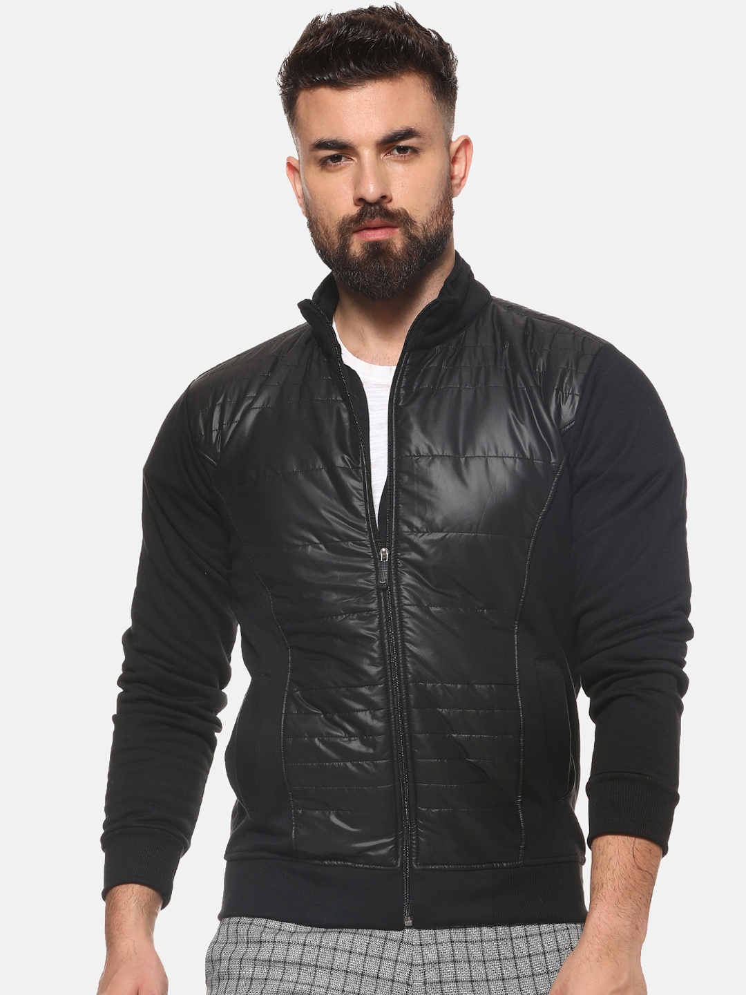 

Campus Sutra Men Black Solid Padded Jacket