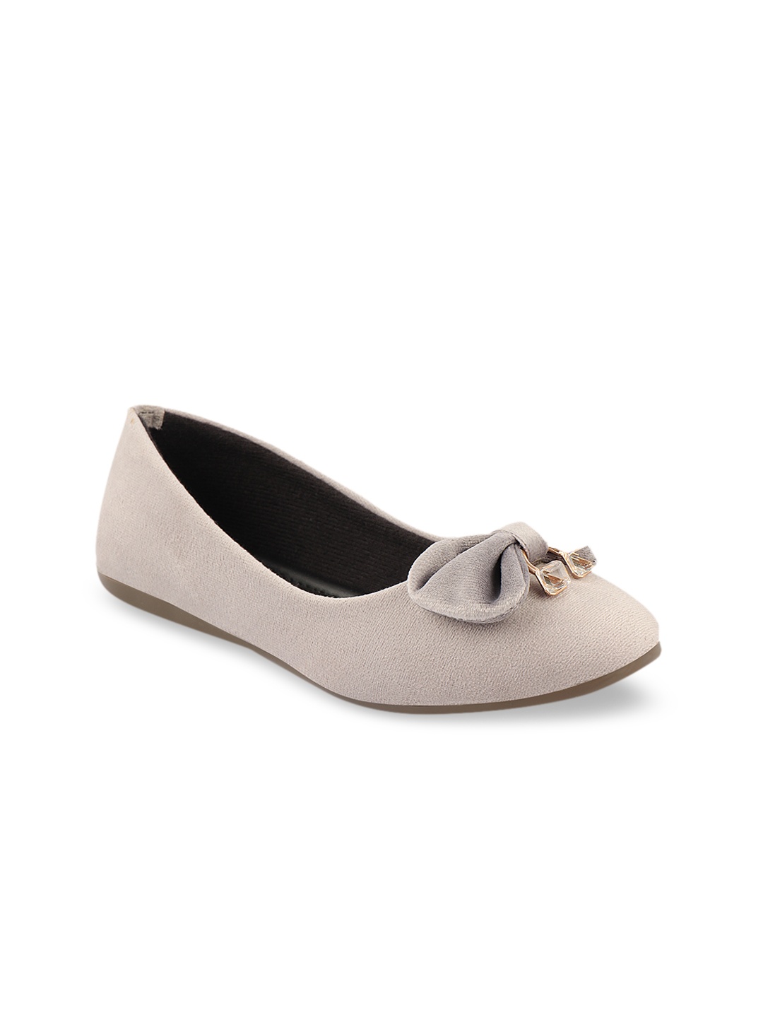 

Shoetopia Women Grey Solid Suede Ballerinas