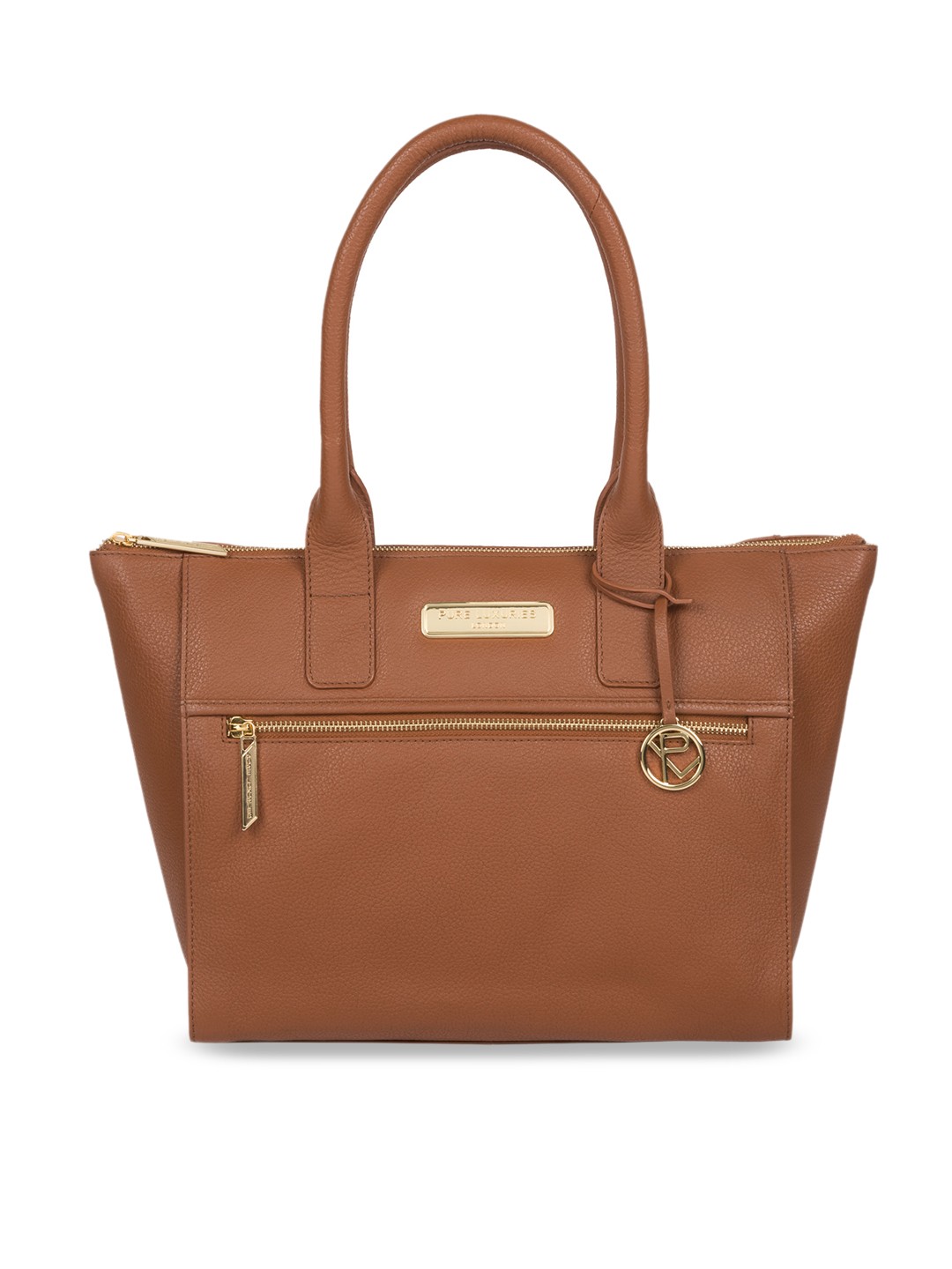 

PURE LUXURIES LONDON Women Tan Brown Solid Genuine Leather Faye Tote Bag