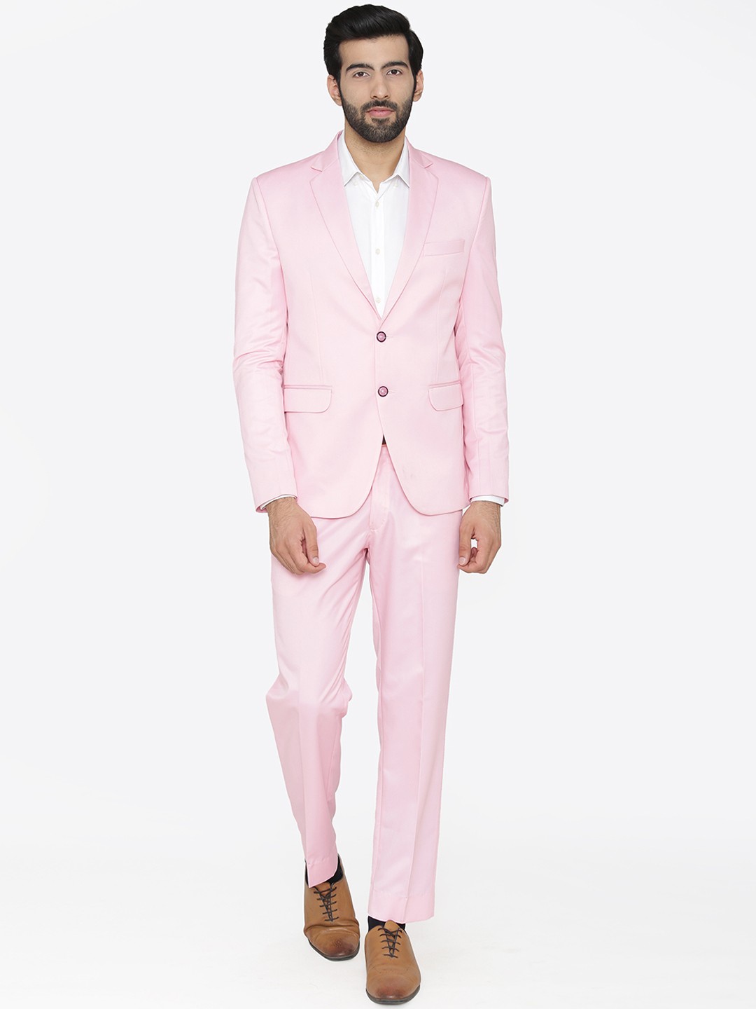 

Wintage Men Pink Solid Single-Breasted Regular Fit Party Suit