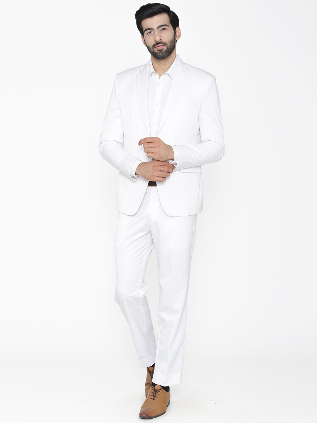 

Wintage Men White Solid Single-Breasted Regular Fit Suit