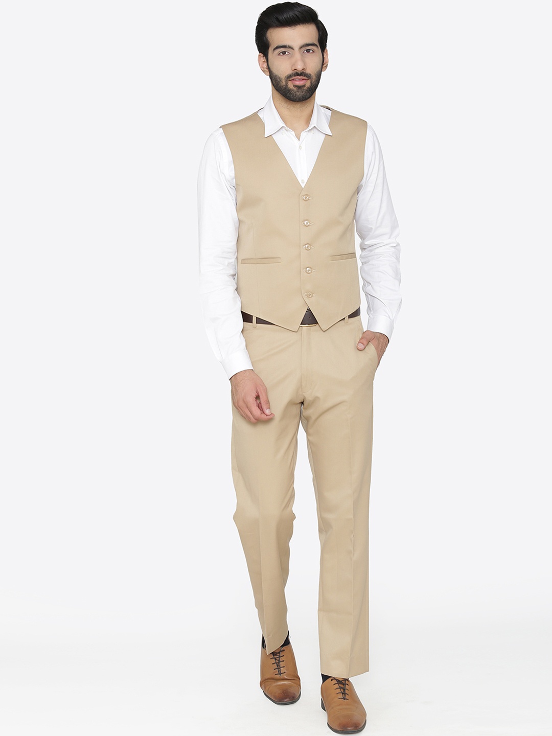 

Wintage Men Beige Solid Regular Fit Suit