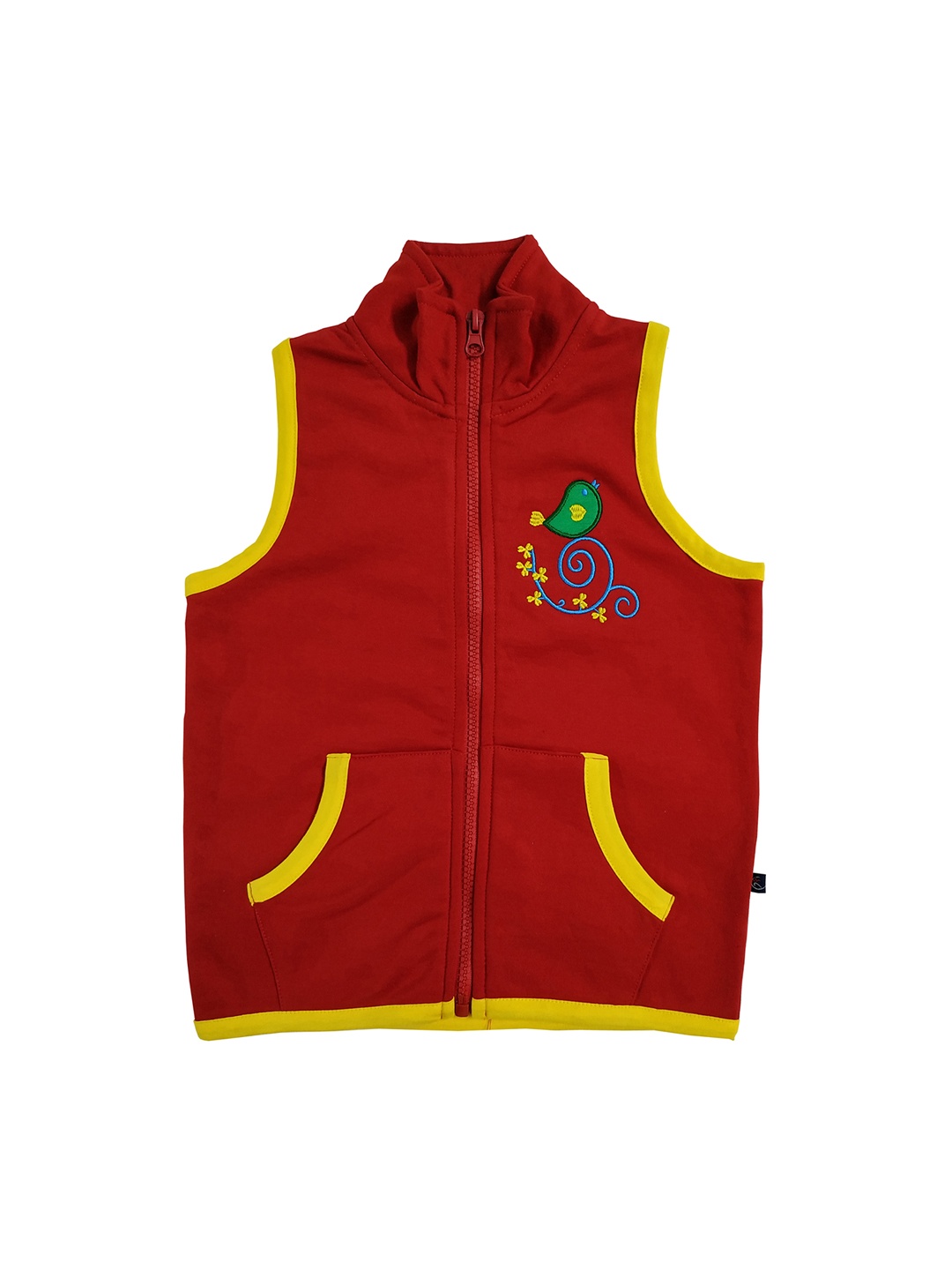 

KiddoPanti Girls Red Solid Windcheater Sporty Jacket