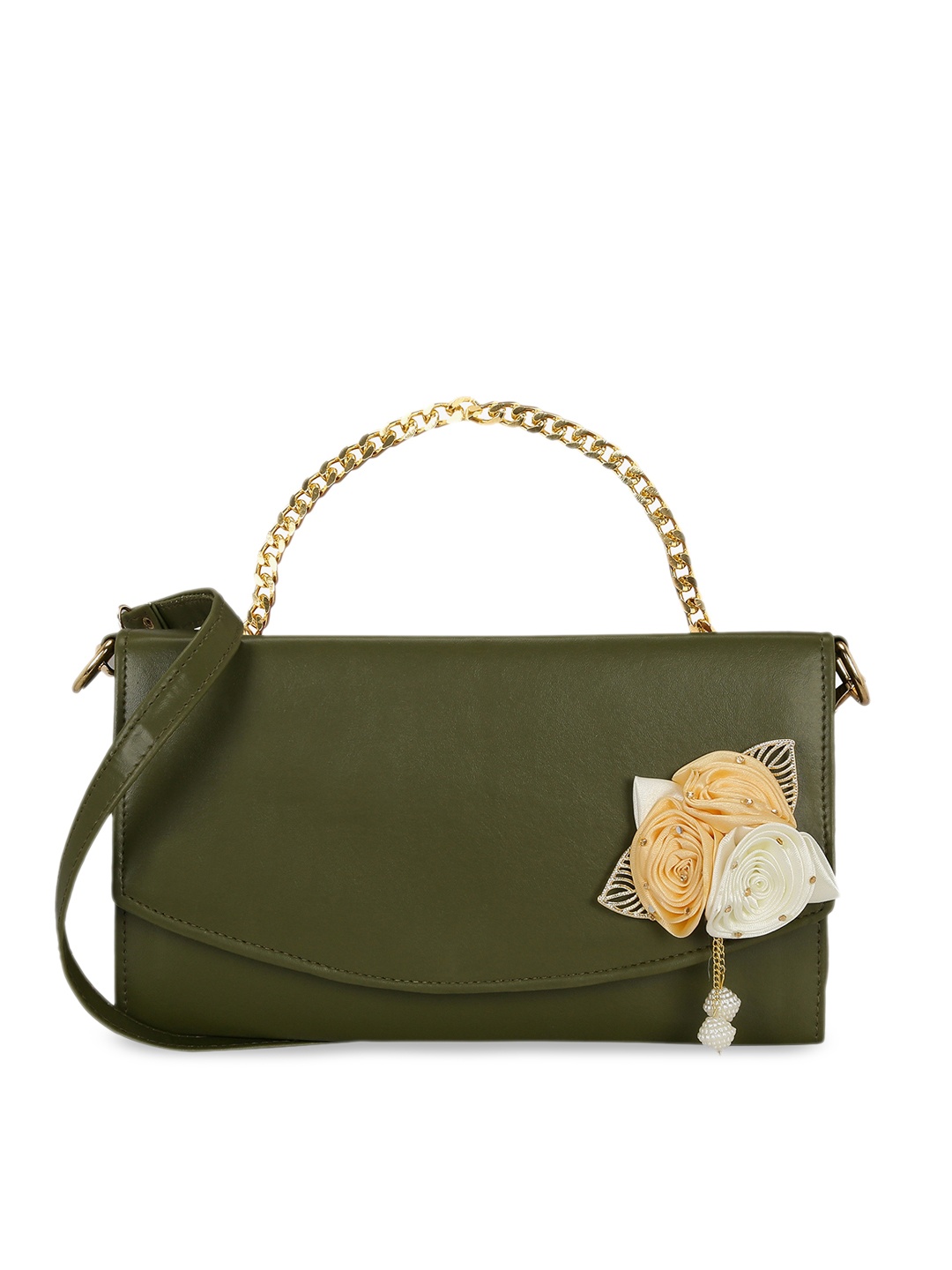 KLEIO Olive Green Solid Sling Bag