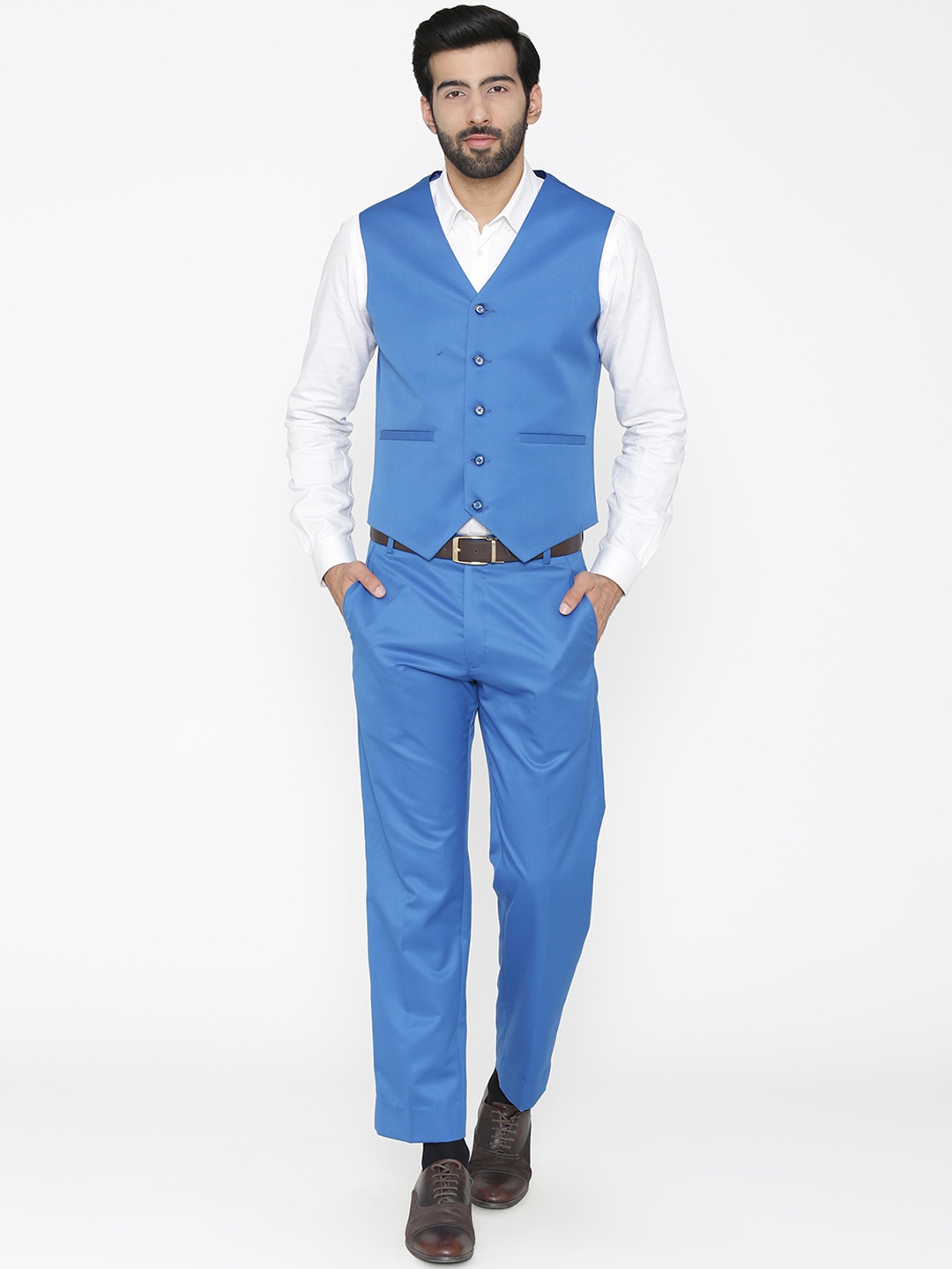 

Wintage Men Blue Solid Single-Breasted Regular Fit Party Suit