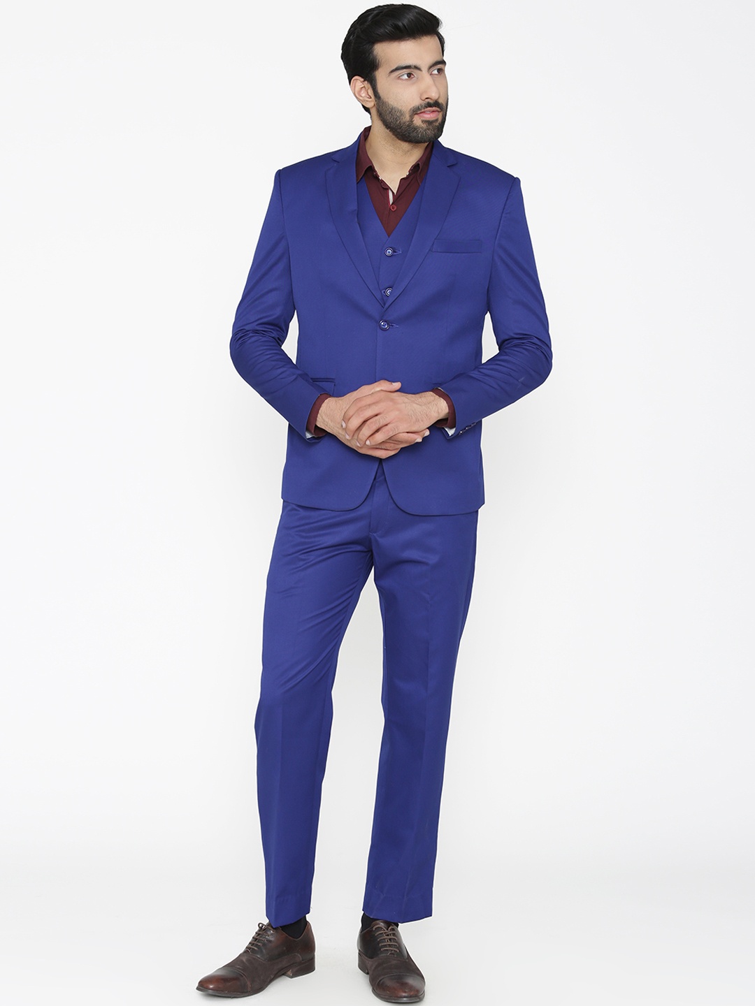 

Wintage Men Blue Solid Single-Breasted Regular Fit Party Suit