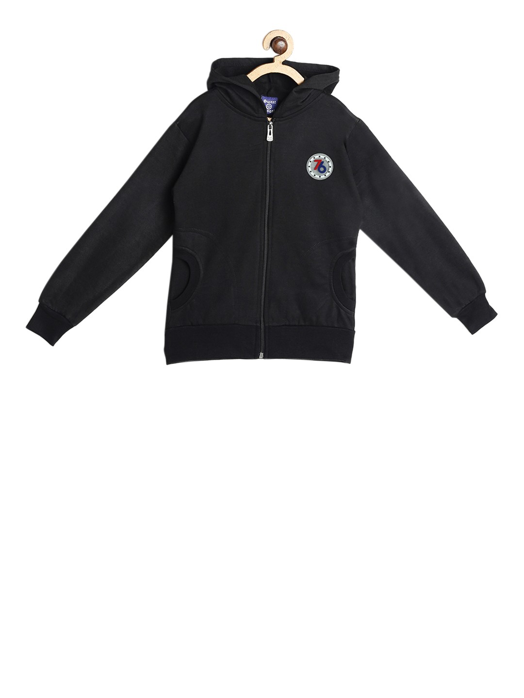 

SWEET ANGEL Girls Black Solid Hooded Sweatshirt