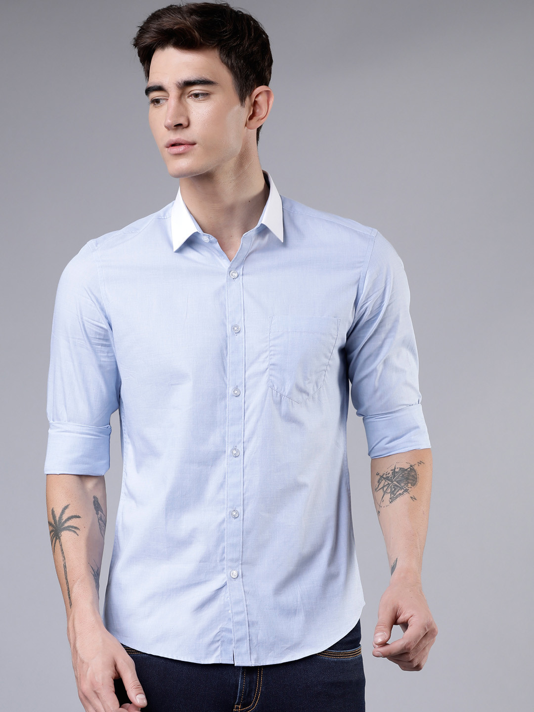 

HIGHLANDER Men Blue Slim Fit Solid Formal Shirt