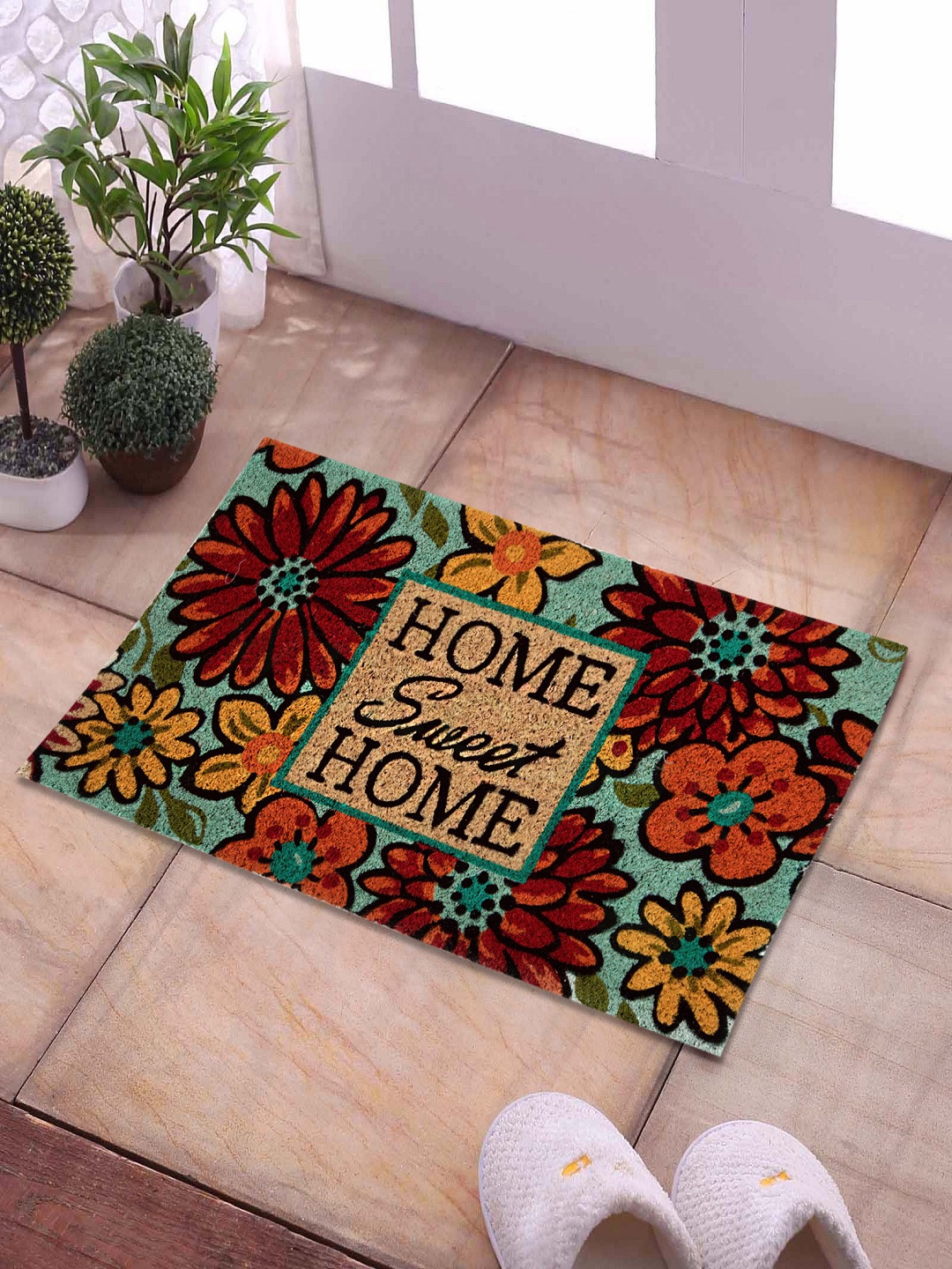 

SWHF Multicoloured Printed Anti-Skid Coir Mat Doormat, Multi