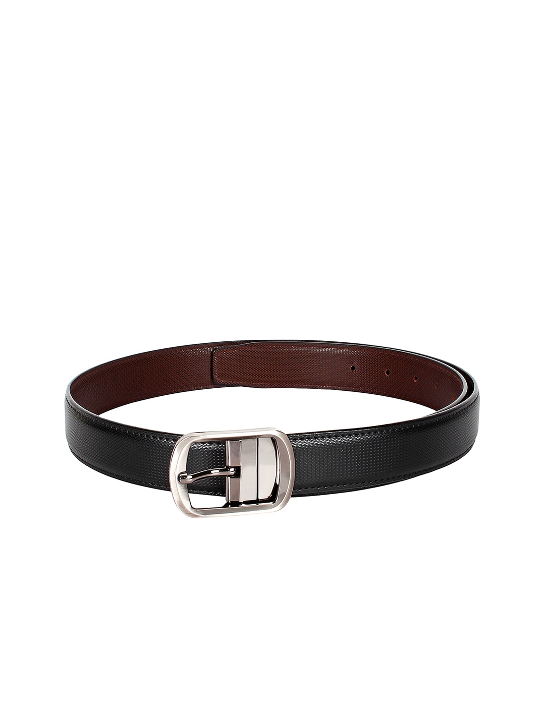 

amicraft Men Black & Black Textured Reversible Belt
