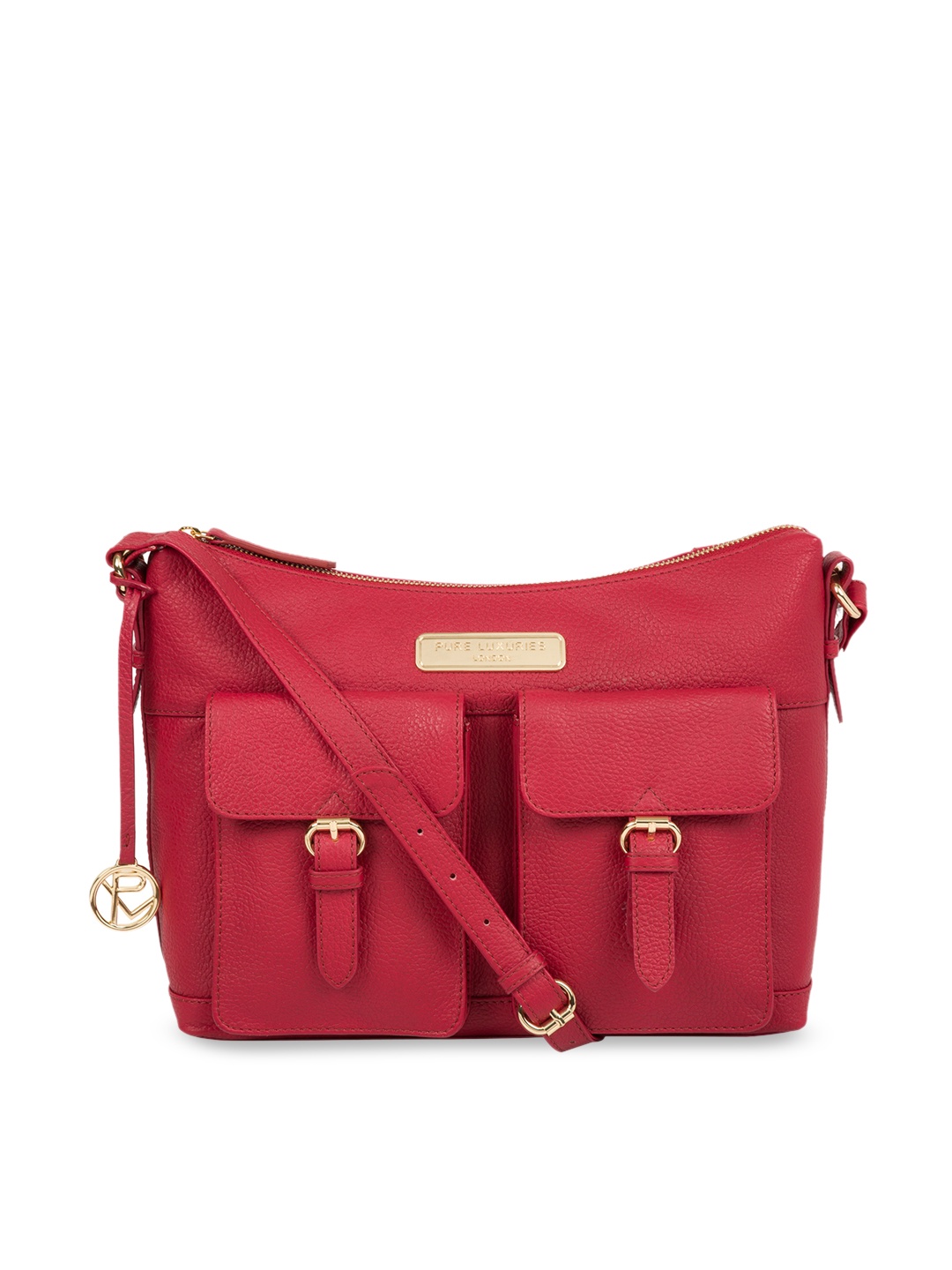 

PURE LUXURIES LONDON Women Red Solid Genuine Leather Jenna Tote Bag