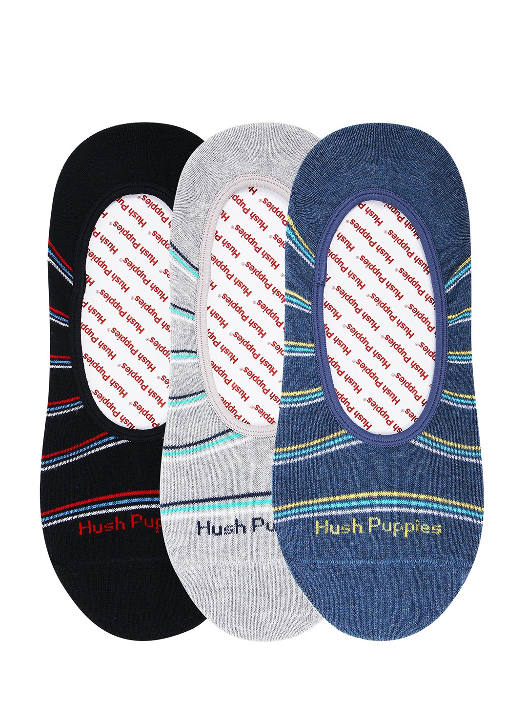 Hush Puppies Men Pack of 3 Assorted Striped Shoe Liners