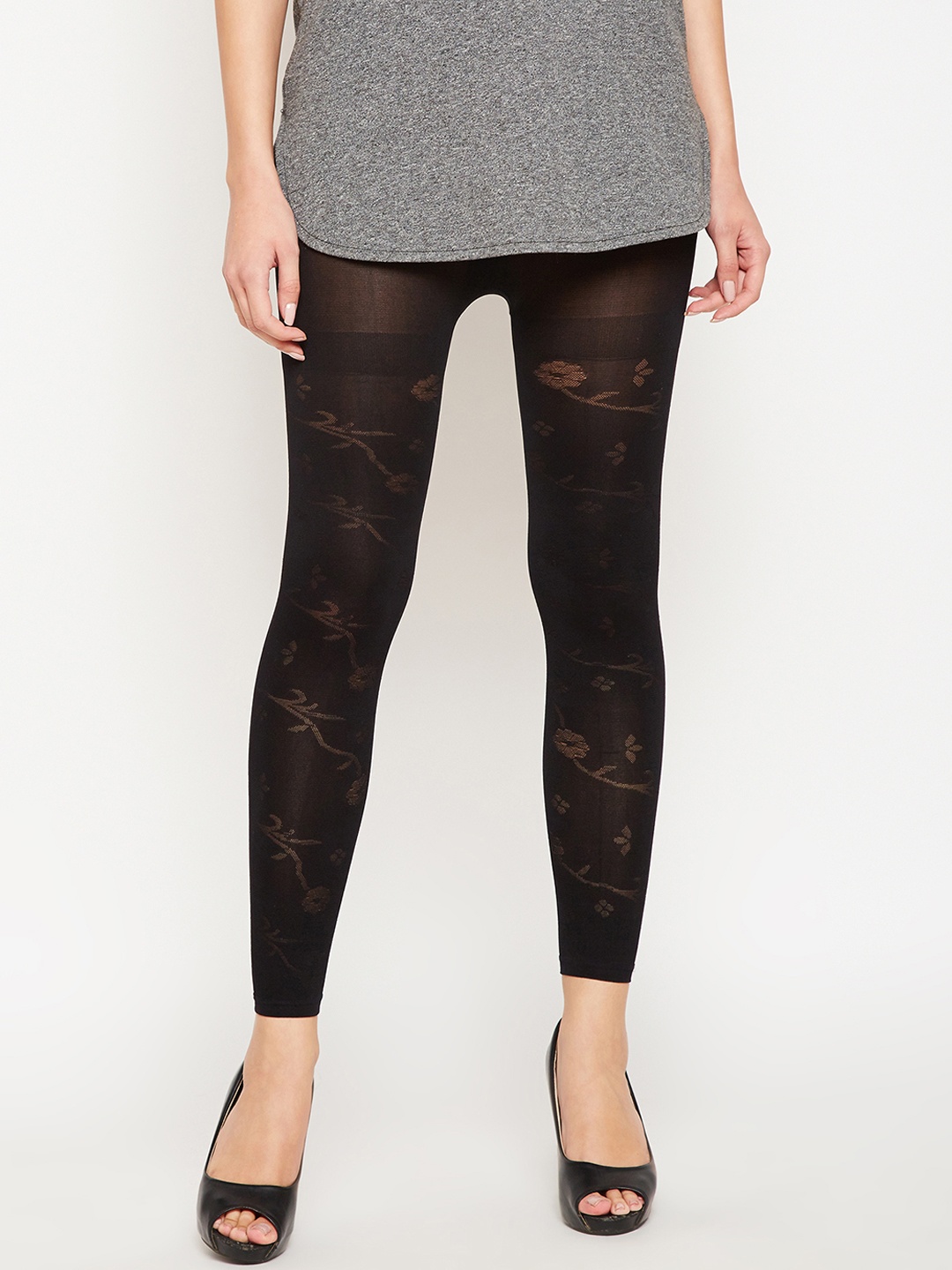 

Lebami Women Black Self Design Stockings