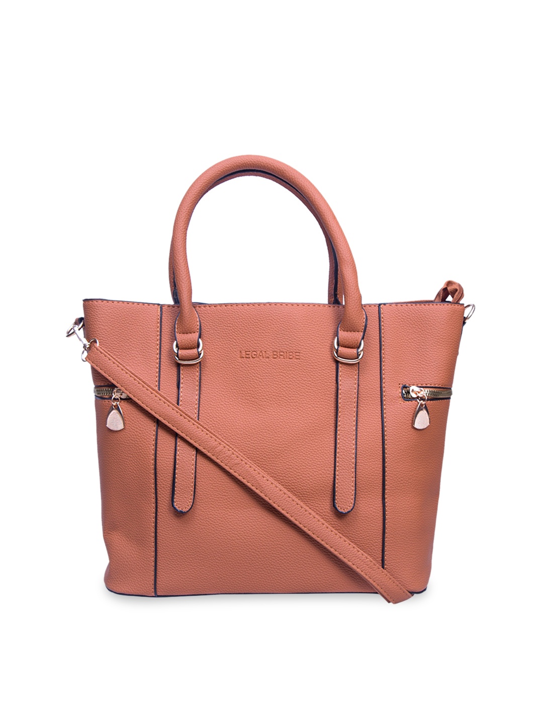 

LEGAL BRIBE Peach-Coloured Solid Handheld Bag