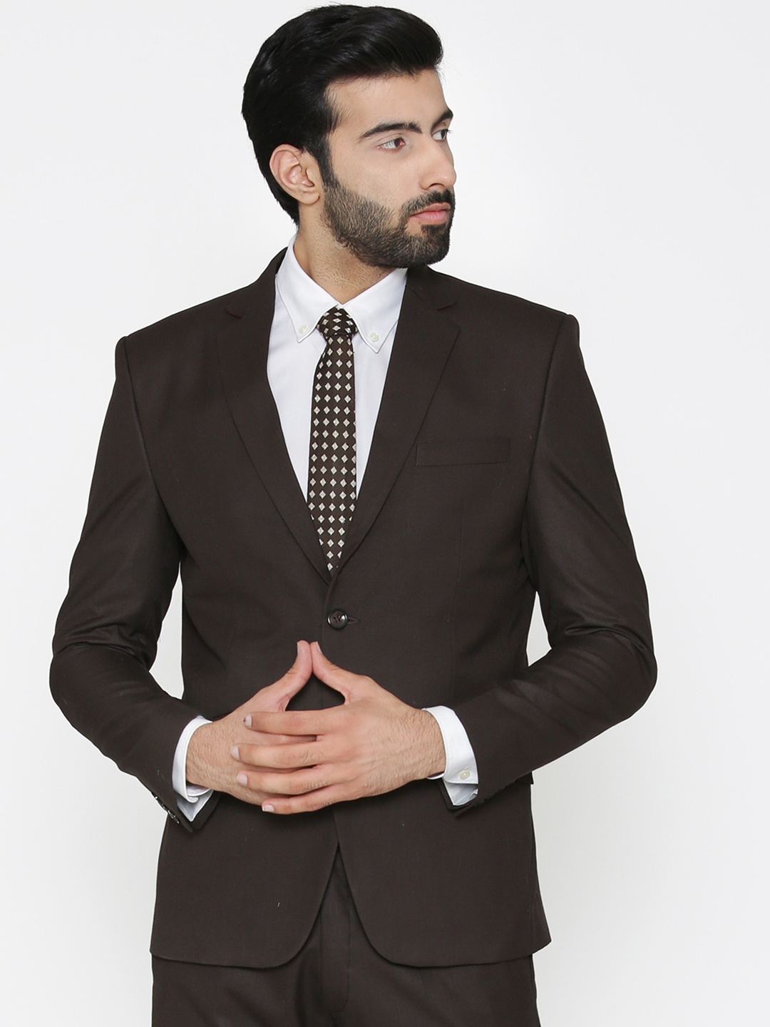 

Wintage Men Brown Solid Formal Blazer