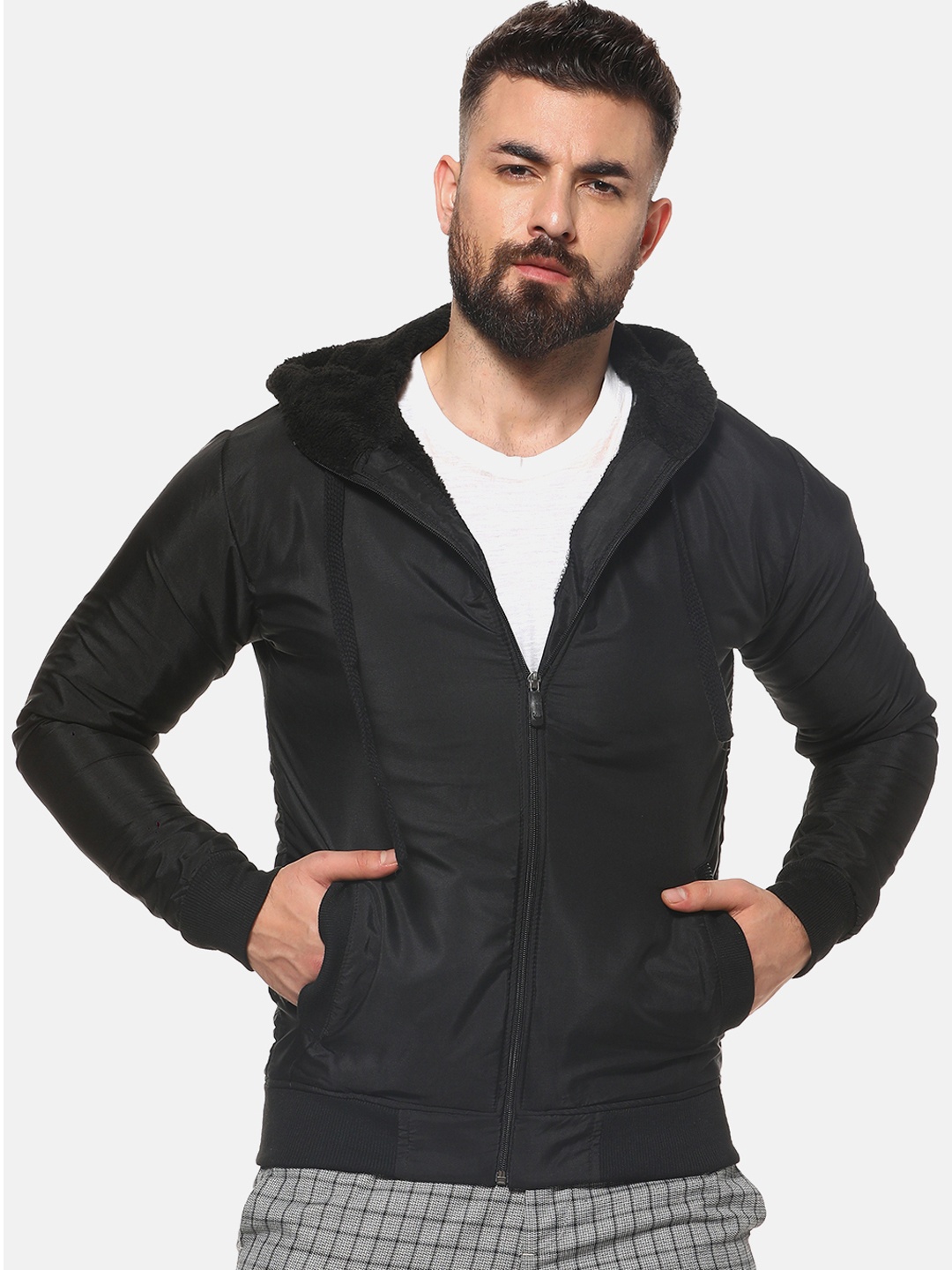 

Campus Sutra Men Black Solid Padded Jacket