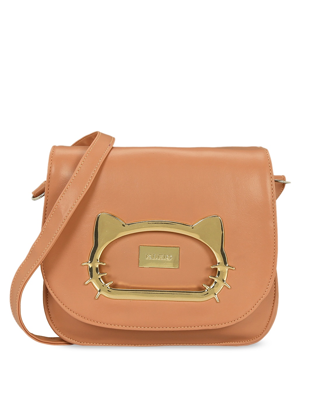 

KLEIO Women Peach-Coloured Solid Sling Bag