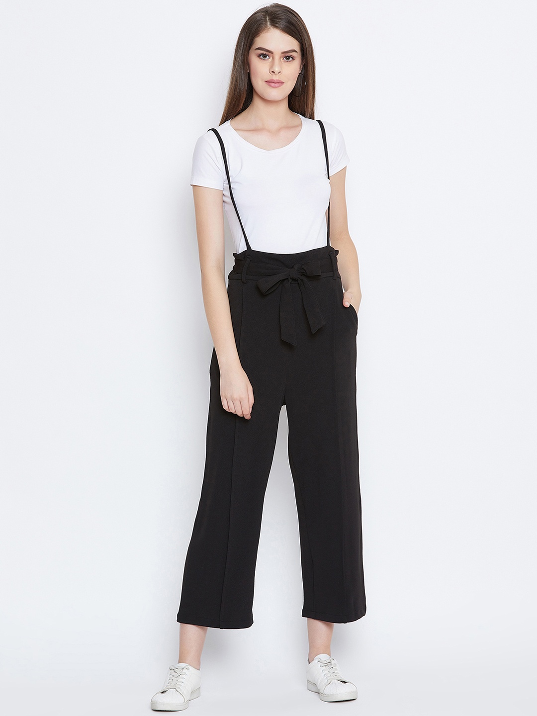 

Zastraa Women Black Solid Dungaree