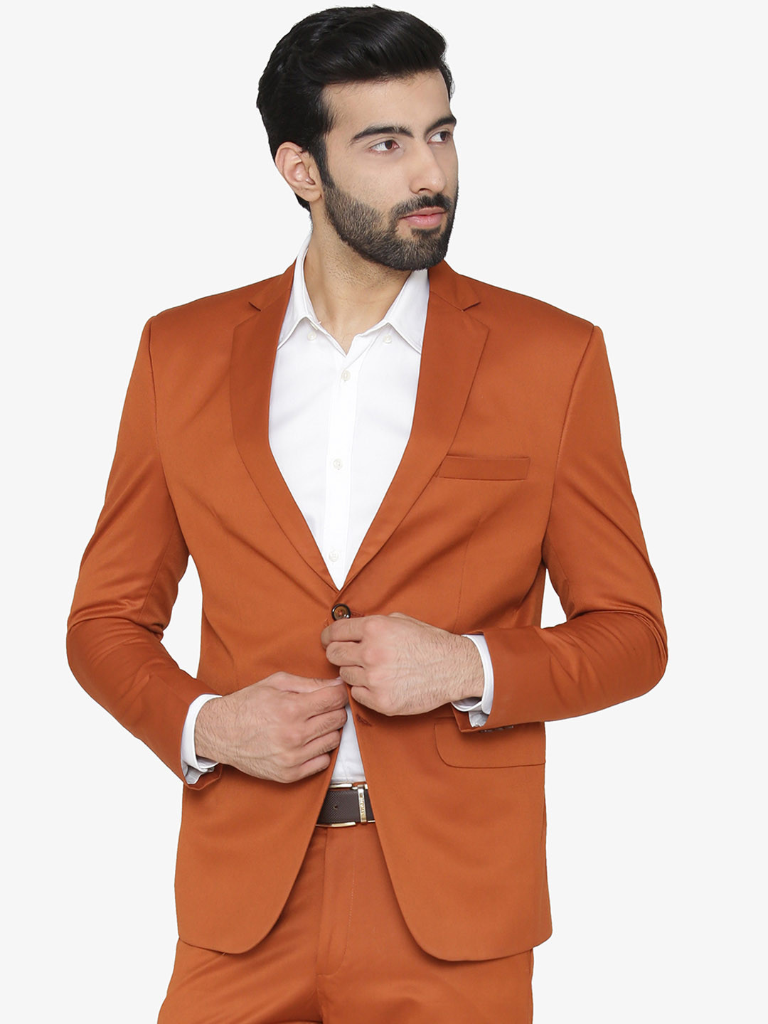 

Wintage Men Orange Solid Tailored Fit Single-Breasted Formal Blazer