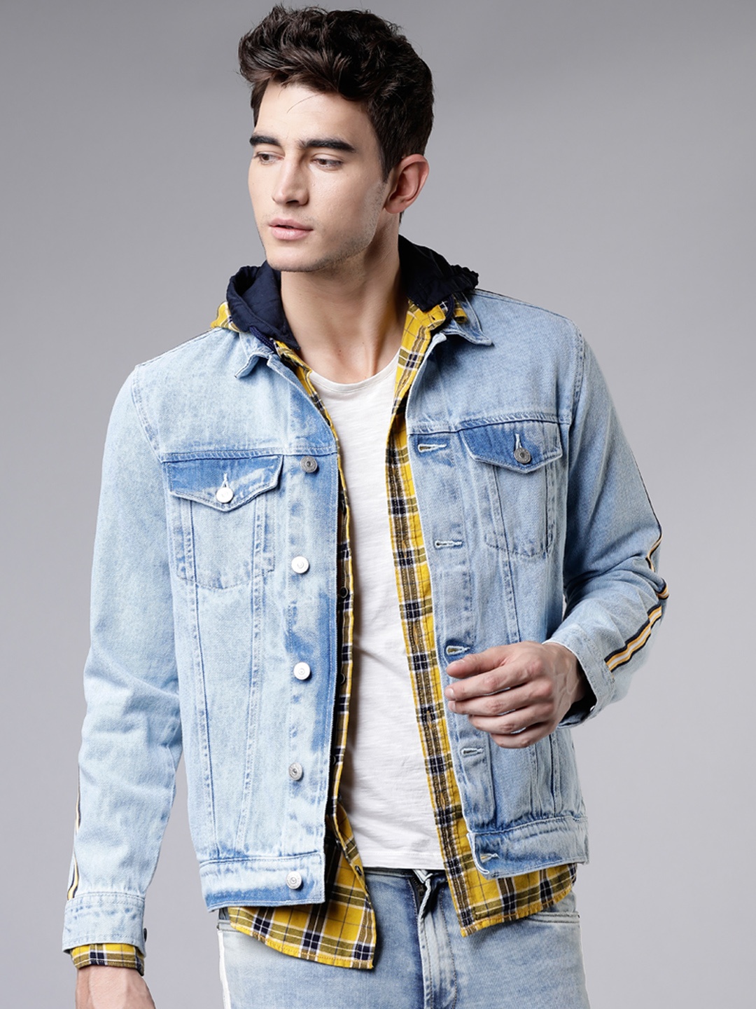 HIGHLANDER Men Blue Solid Denim Jacket