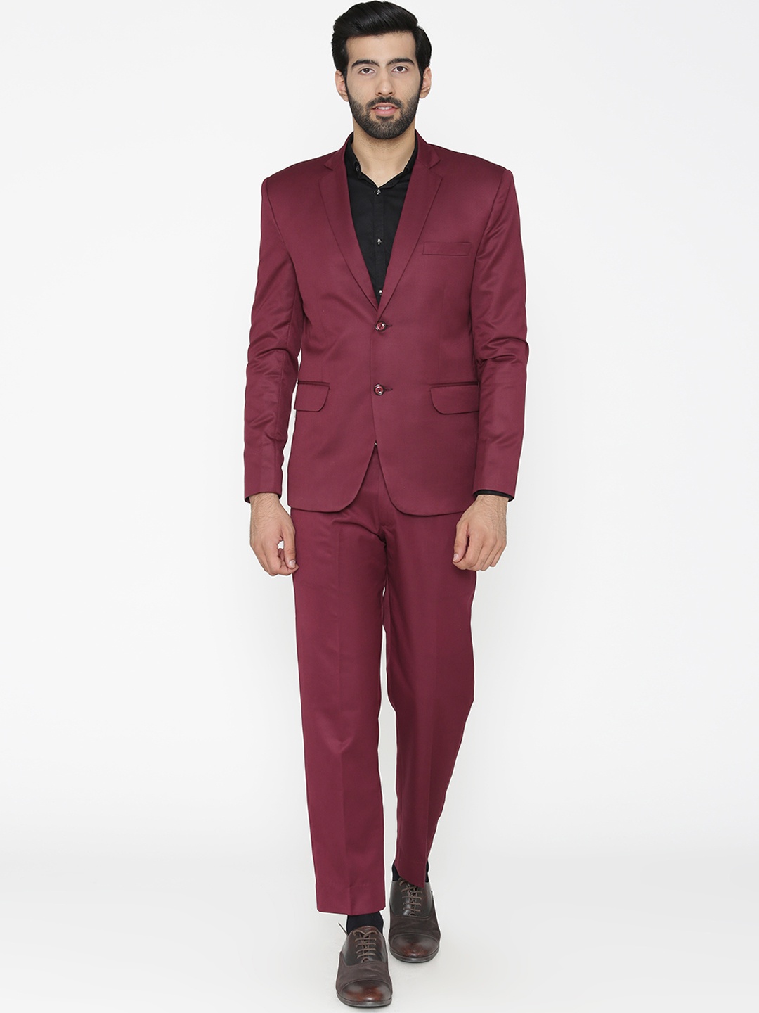 

Wintage Men Magenta Solid Single-Breasted Regular Fit Party Suit