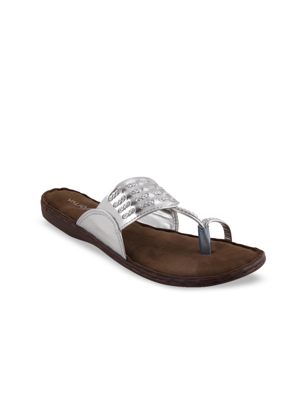 

VALIOSAA Women Silver-Toned Solid One Toe Flats