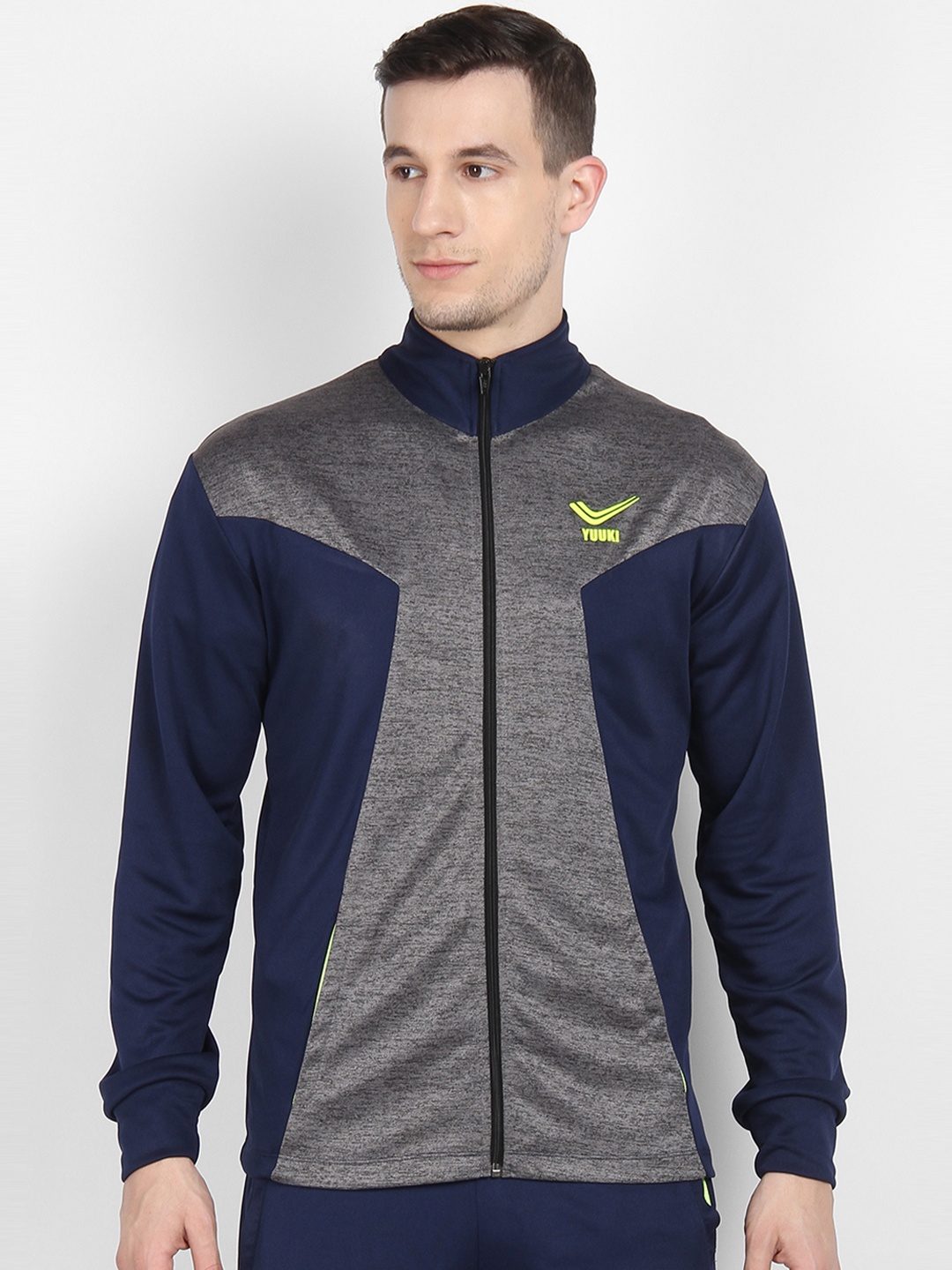 

Yuuki Men Navy Blue Colourblocked Jacket