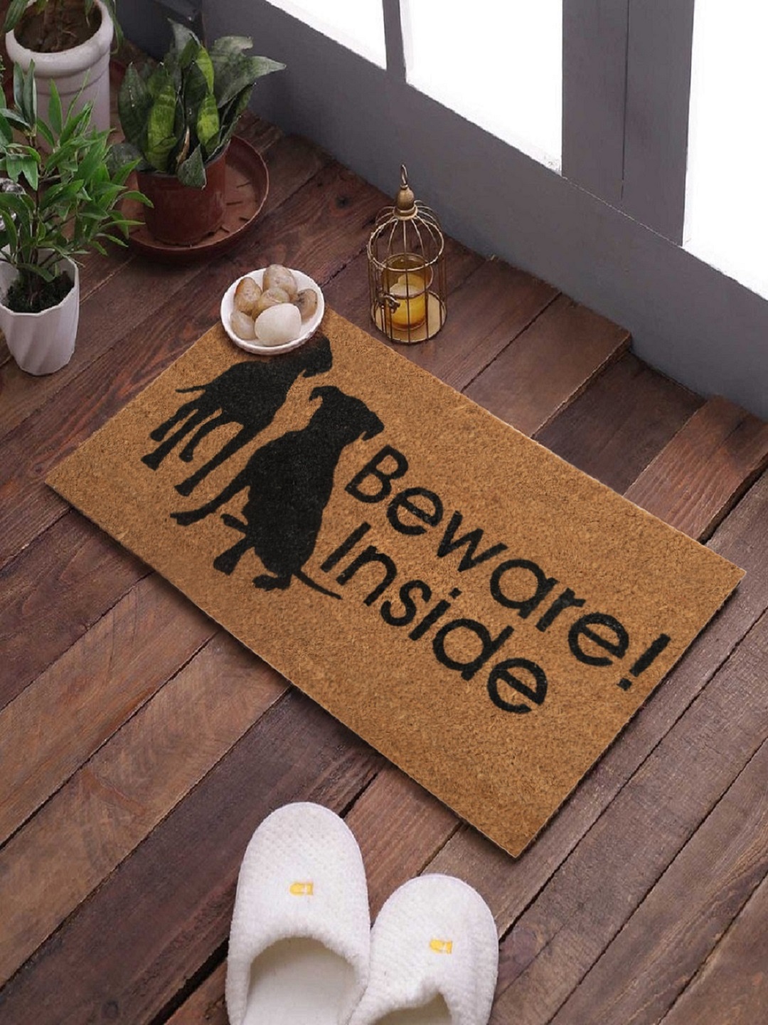 

SWHF Brown & Black Printed Anti-Skid Coir Mat Doormat