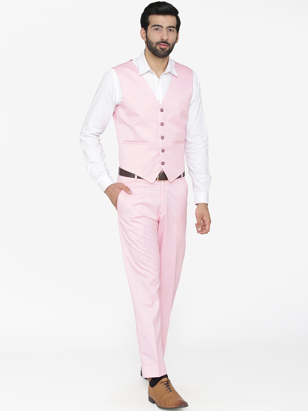 

Wintage Men Pink Solid Single-Breasted Regular Fit Party Suit