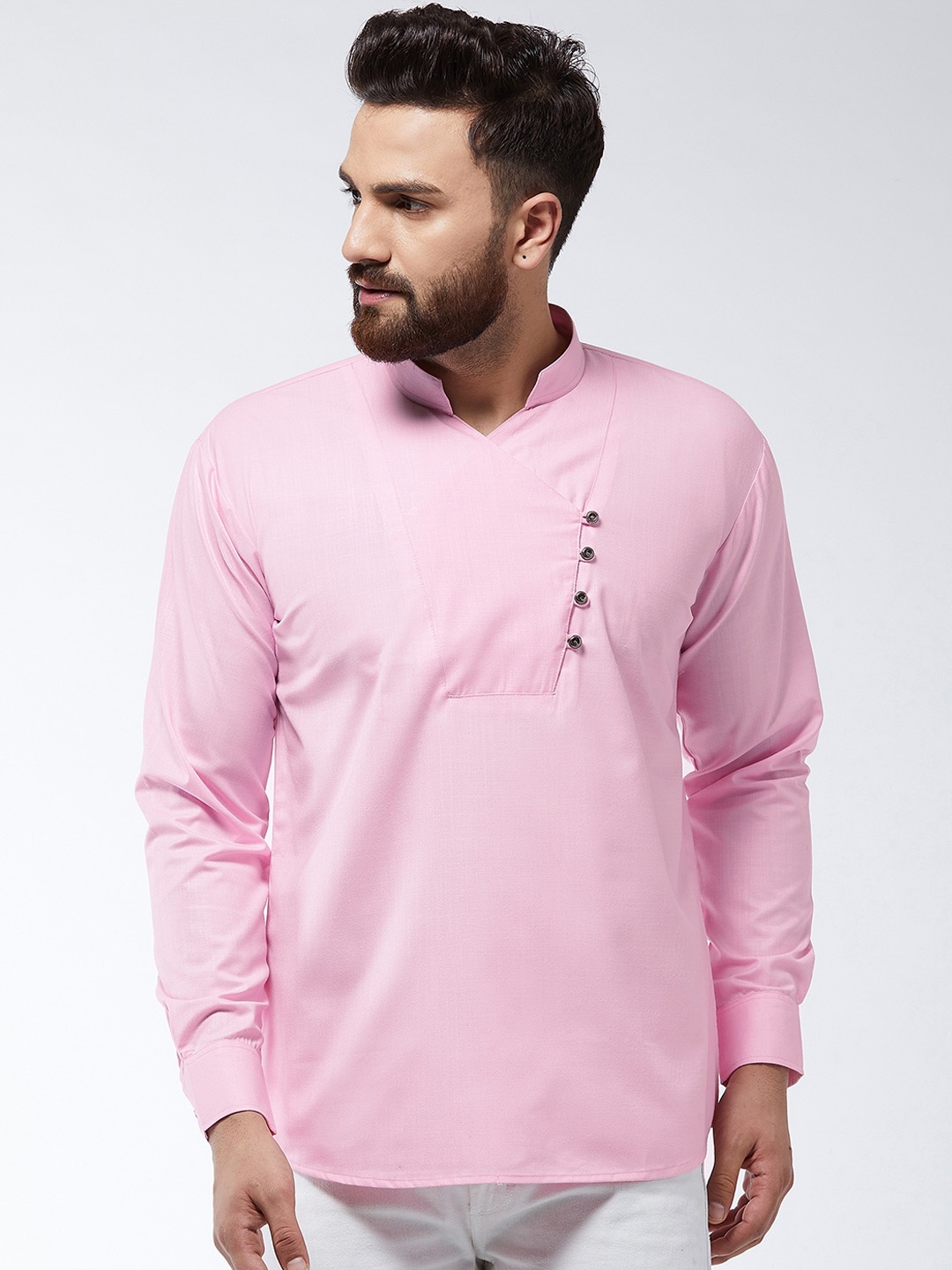 

SOJANYA Men Pink Solid Straight Kurta
