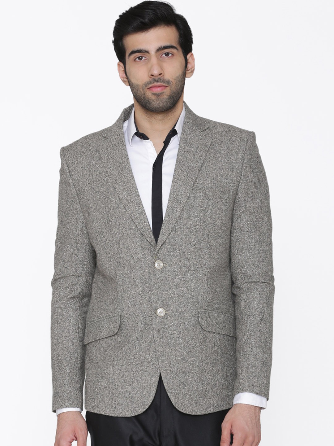 

Wintage Men Grey Solid Tailored Fit Single-Breasted Blazer