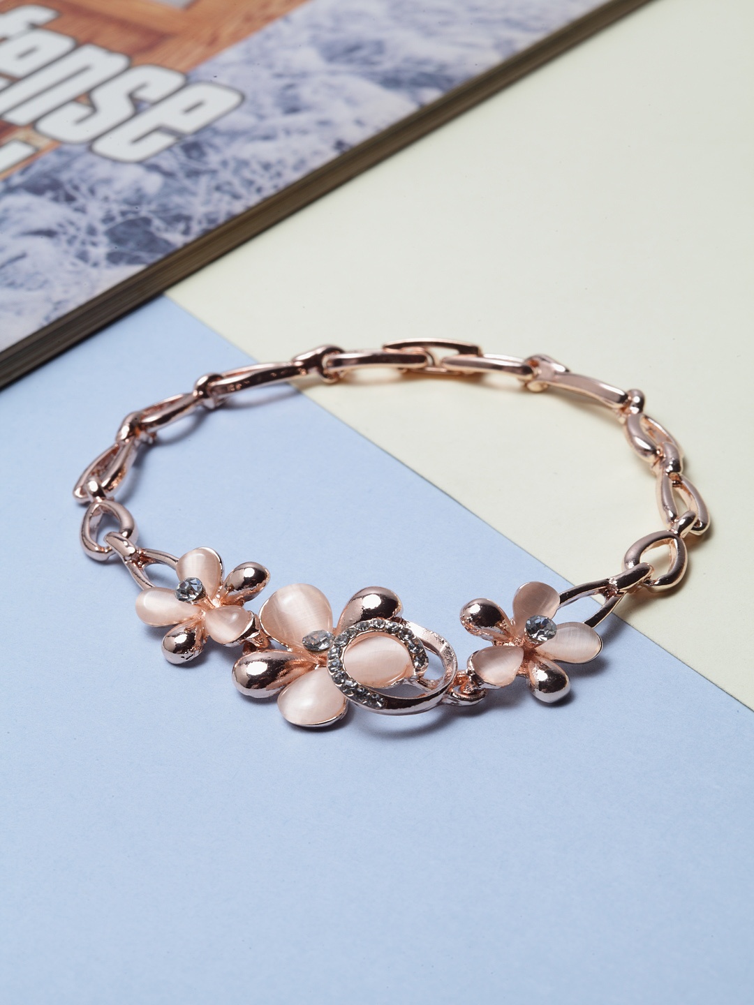 

Shining Diva Fashion Women Rose Gold-Plated CZ Bracelet