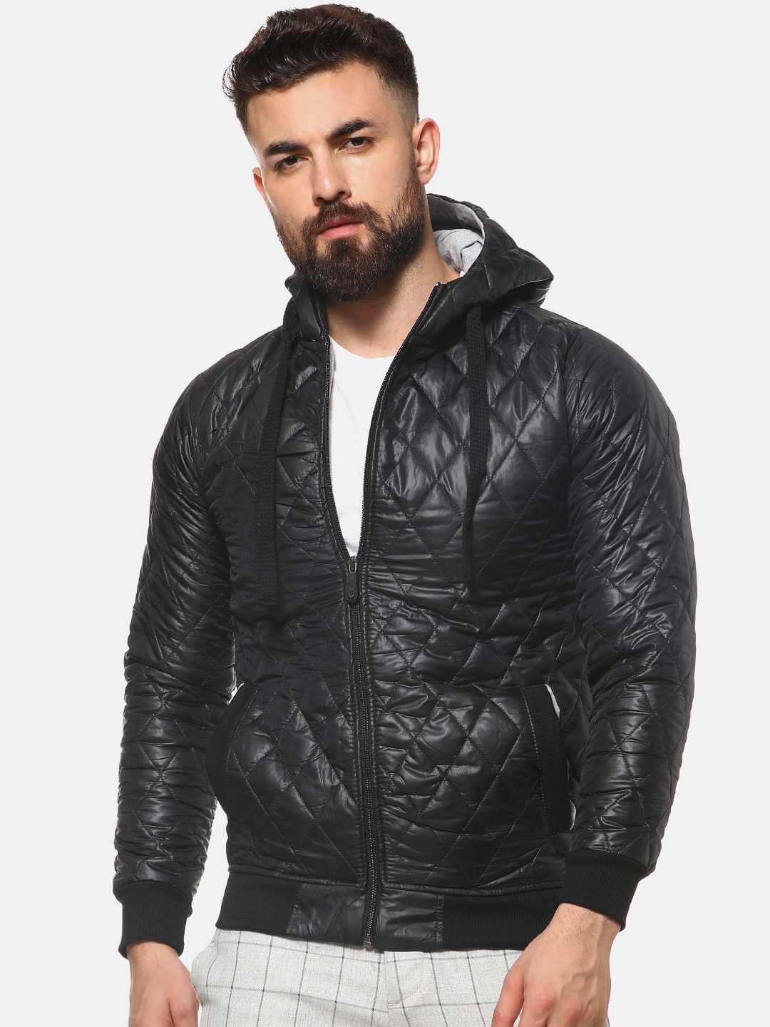 

Campus Sutra Men Black Solid Lightweight Quilted Jacket
