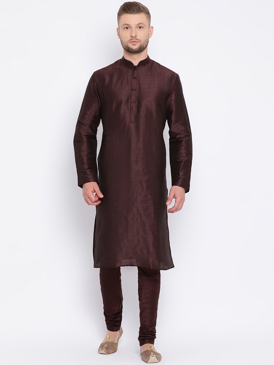 

Sanwara Men Brown Solid Kurta with Churidar