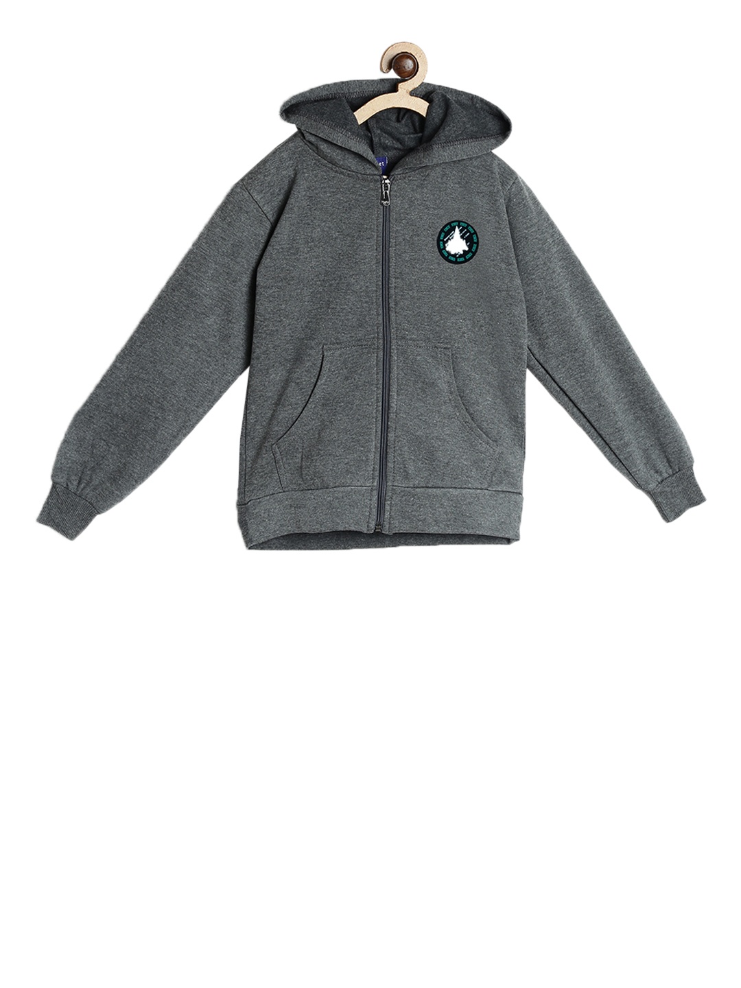 

SWEET ANGEL Girls Grey Melange Solid Hooded Sweatshirt