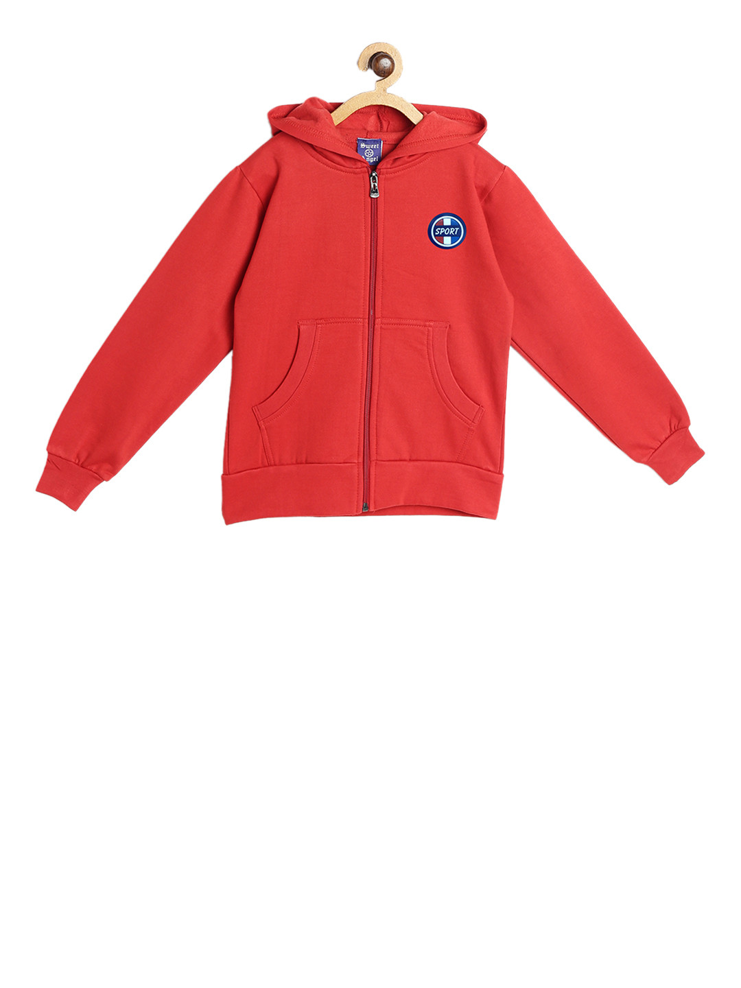 

SWEET ANGEL Girls Red Solid Hooded Sweatshirt