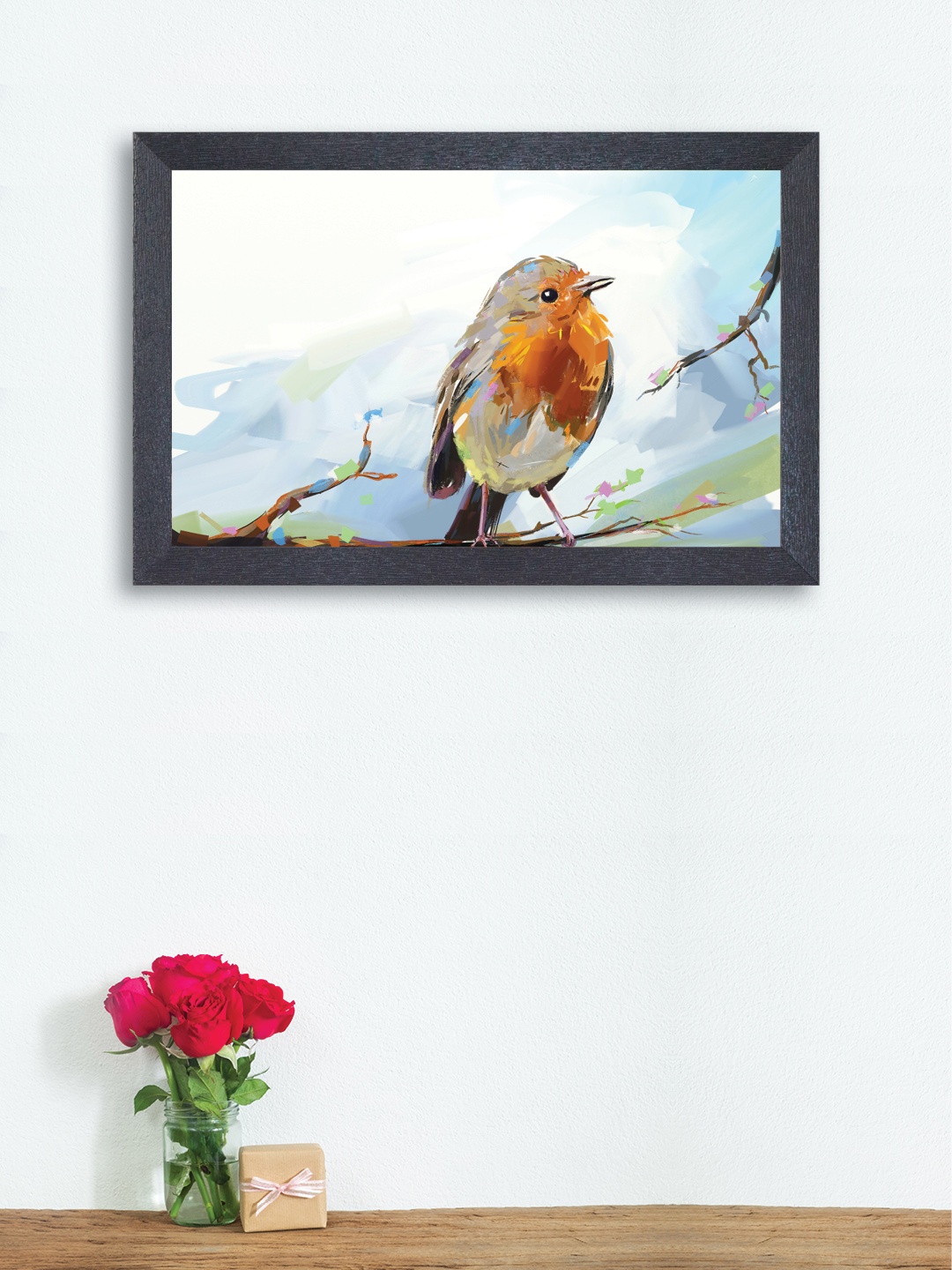 

nest ART White & Orange Synthetic Wood Bird Wall Art