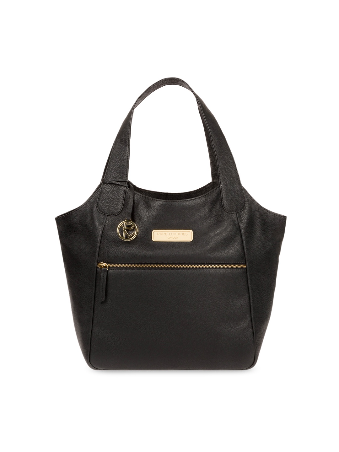 

PURE LUXURIES LONDON Women Black Solid Genuine Leather Roxanne Tote Bag