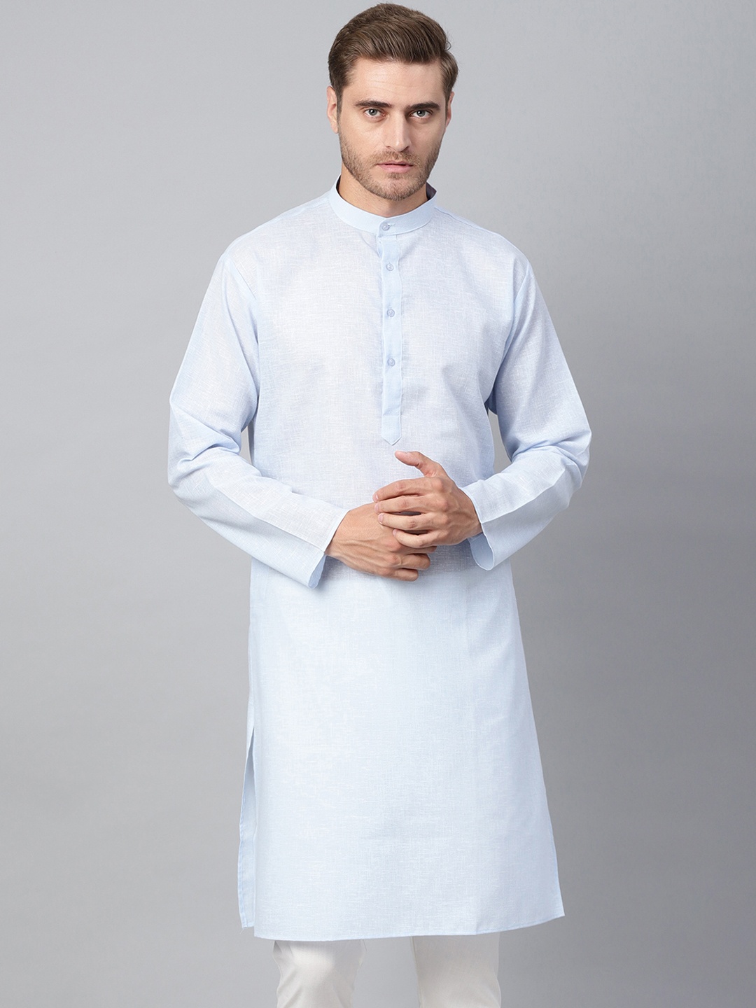 

SOJANYA Men Blue Woven Design Straight Kurta
