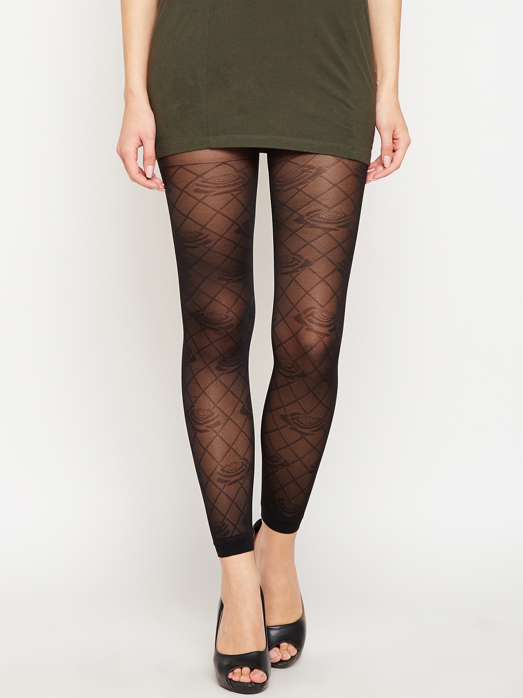 

Lebami Women Black Self-Design Stockings