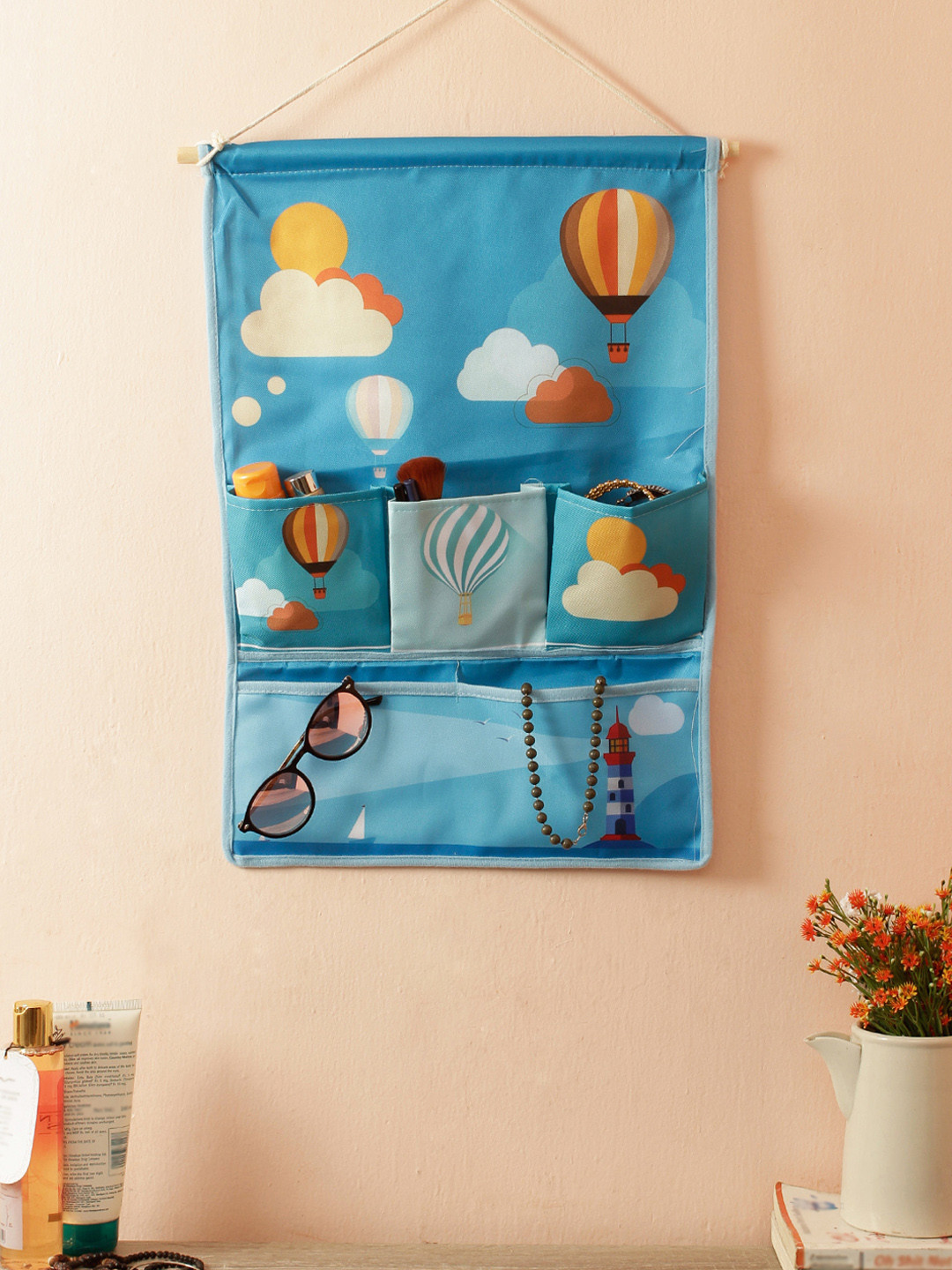 

Cortina Unisex Blue & Orange Printed Handbag Organiser