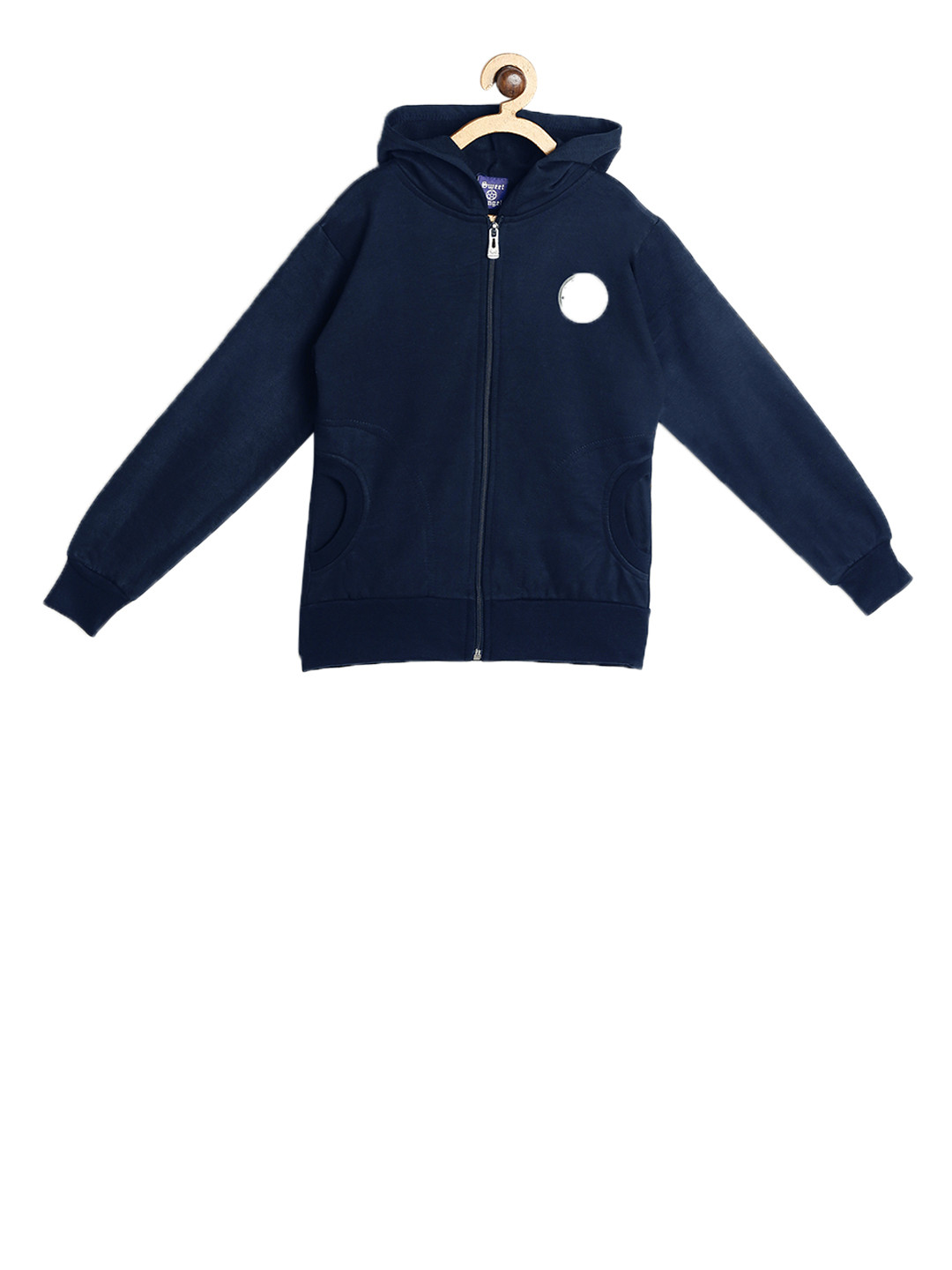 

SWEET ANGEL Girls Navy Blue Solid Hooded Sweatshirt