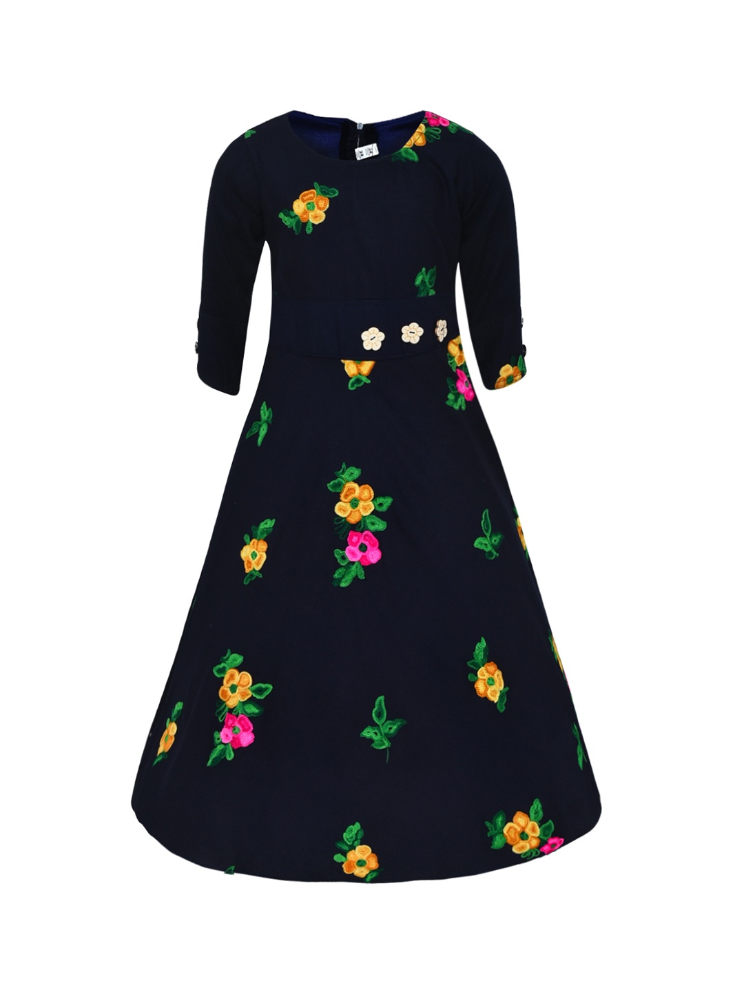

Aarika Girls Self Design Navy Blue Maxi Dress