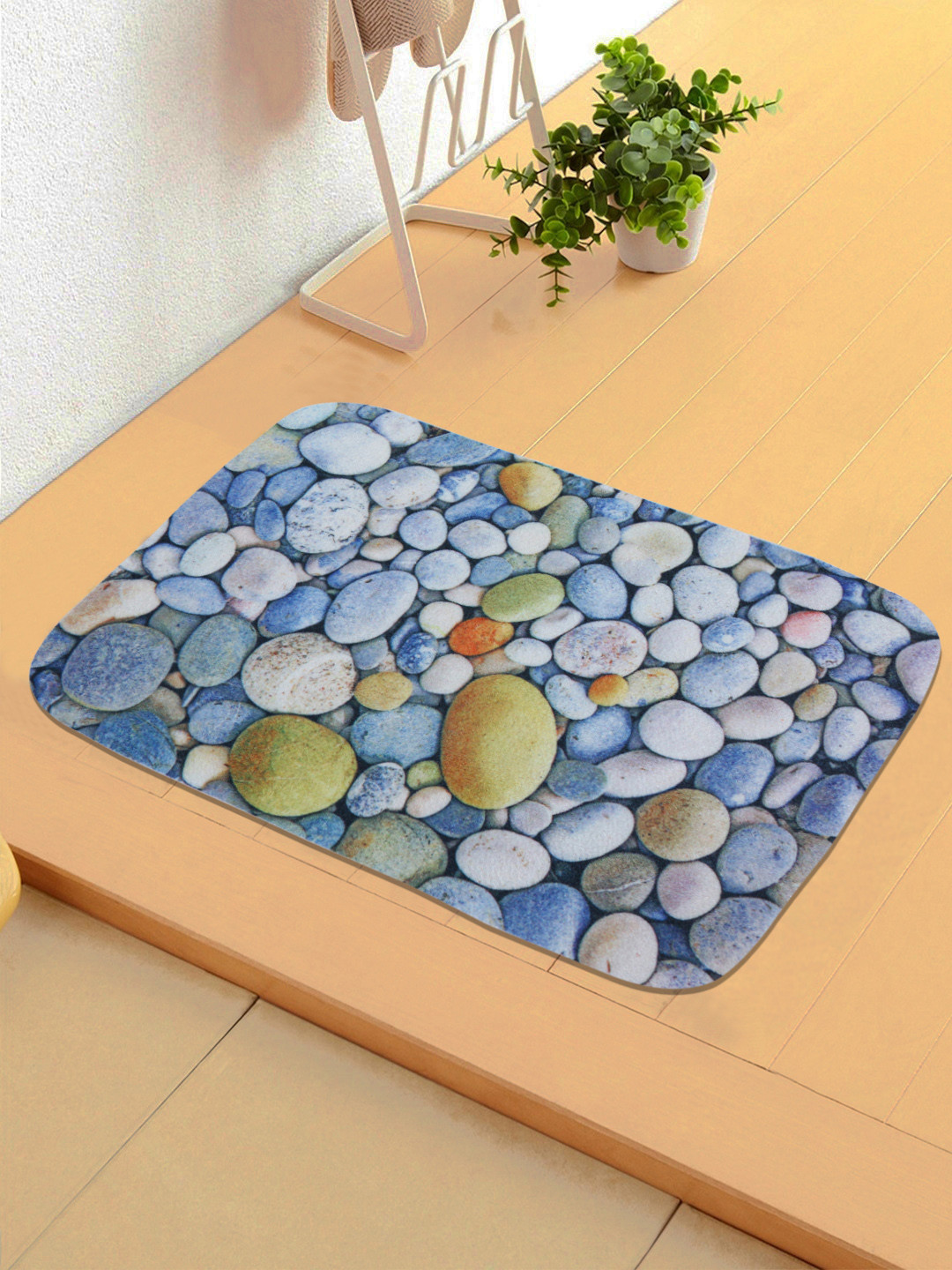 

Status Blue Printed Ant-Skid Doormat, Multi